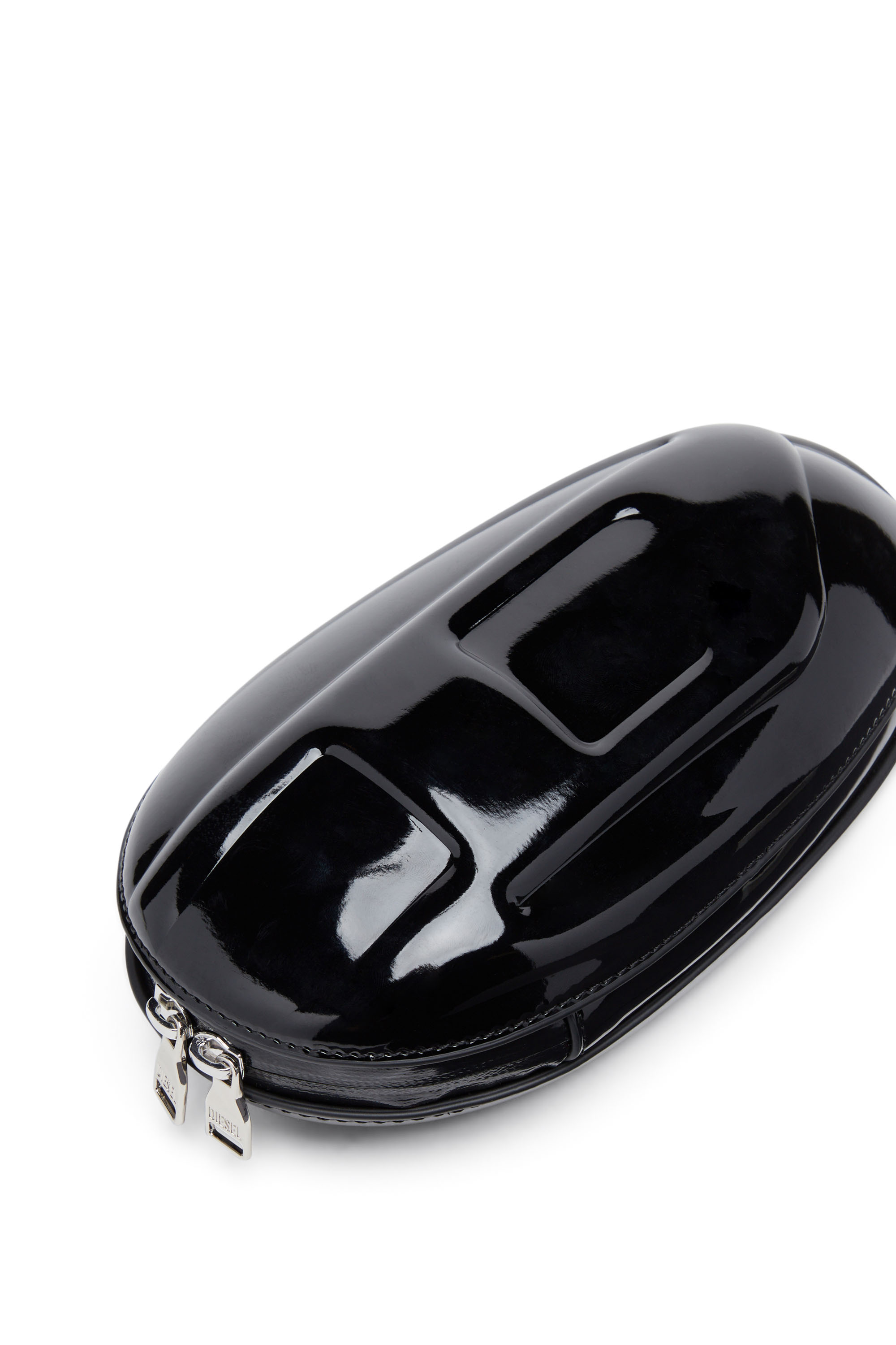 Diesel - 1-DR FOLD CLUTCH, Woman 1-DR Fold-Structured oval clutch in glossy PU in Black - Image 5