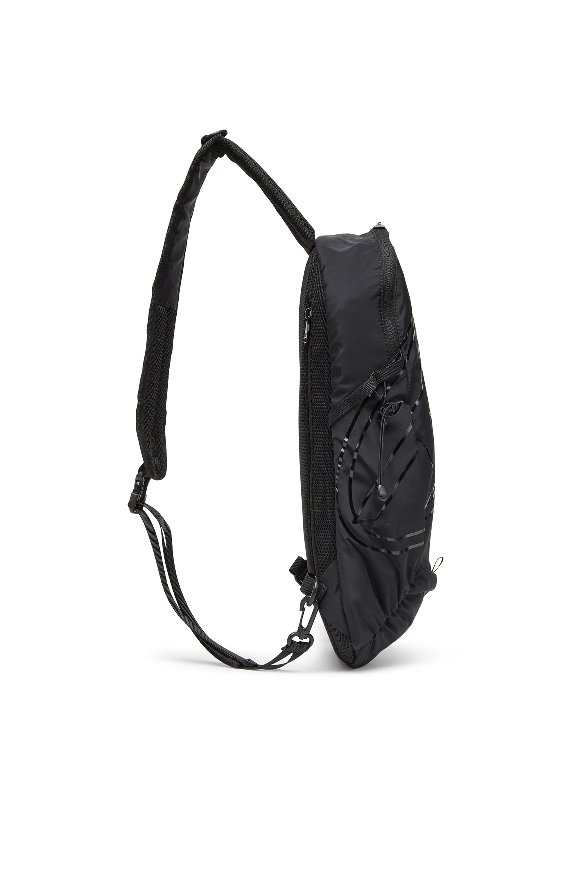 Diesel - DRAPE SLING BAG, Man Drape-Nylon sling backpack with tonal logo in Black - Image 3