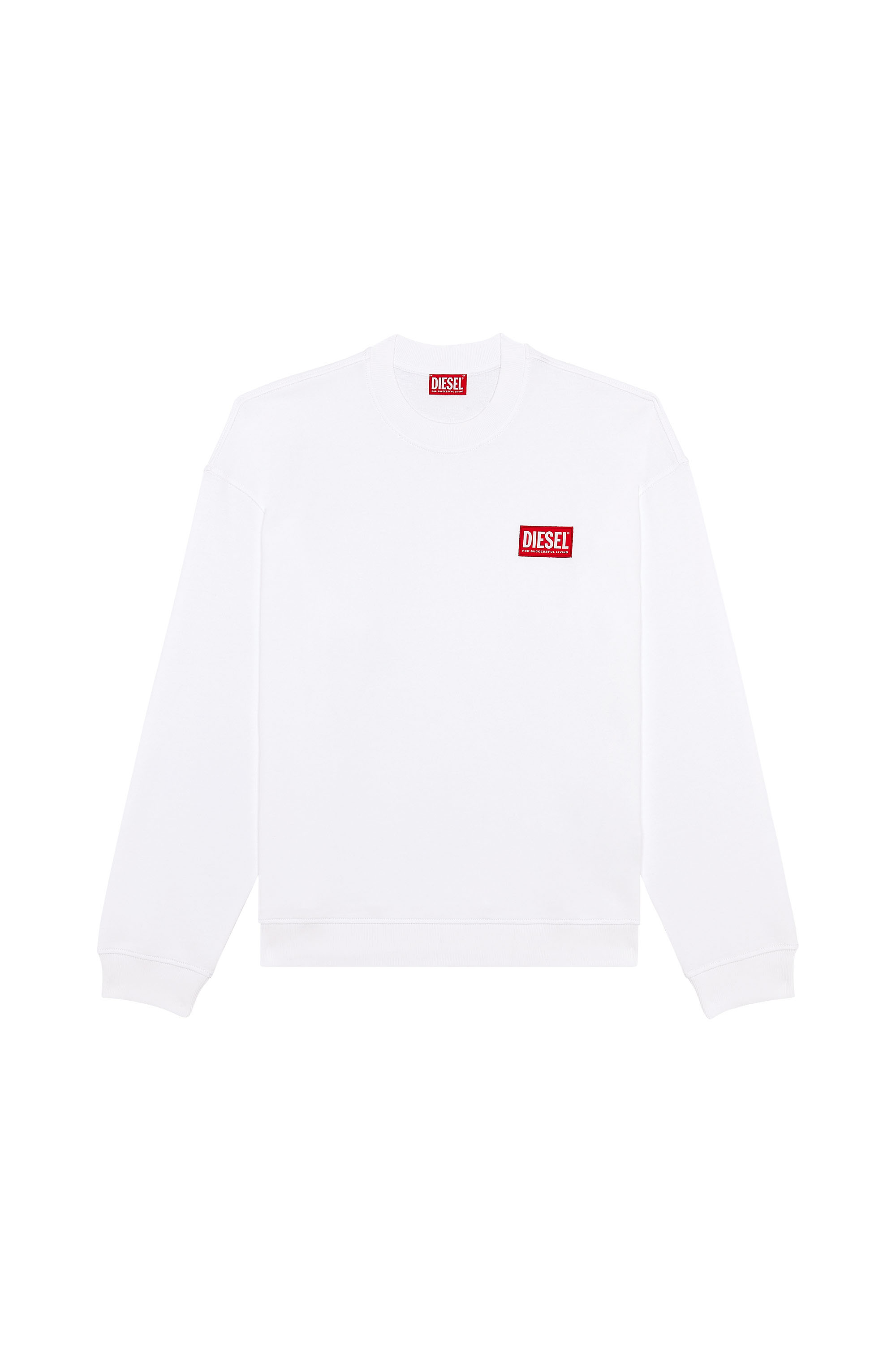 Diesel - S-NLABEL-L1, Hombre Sudadera extragrande con parche con logotipo in Blanco - Image 4