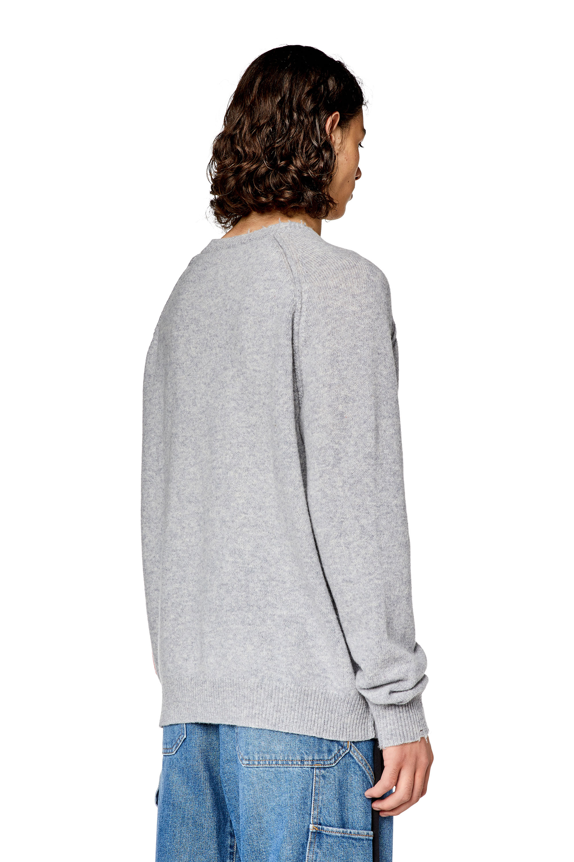 Diesel - K-SARIA, Man Wool sweater with cut-up logo in Grey - Image 2