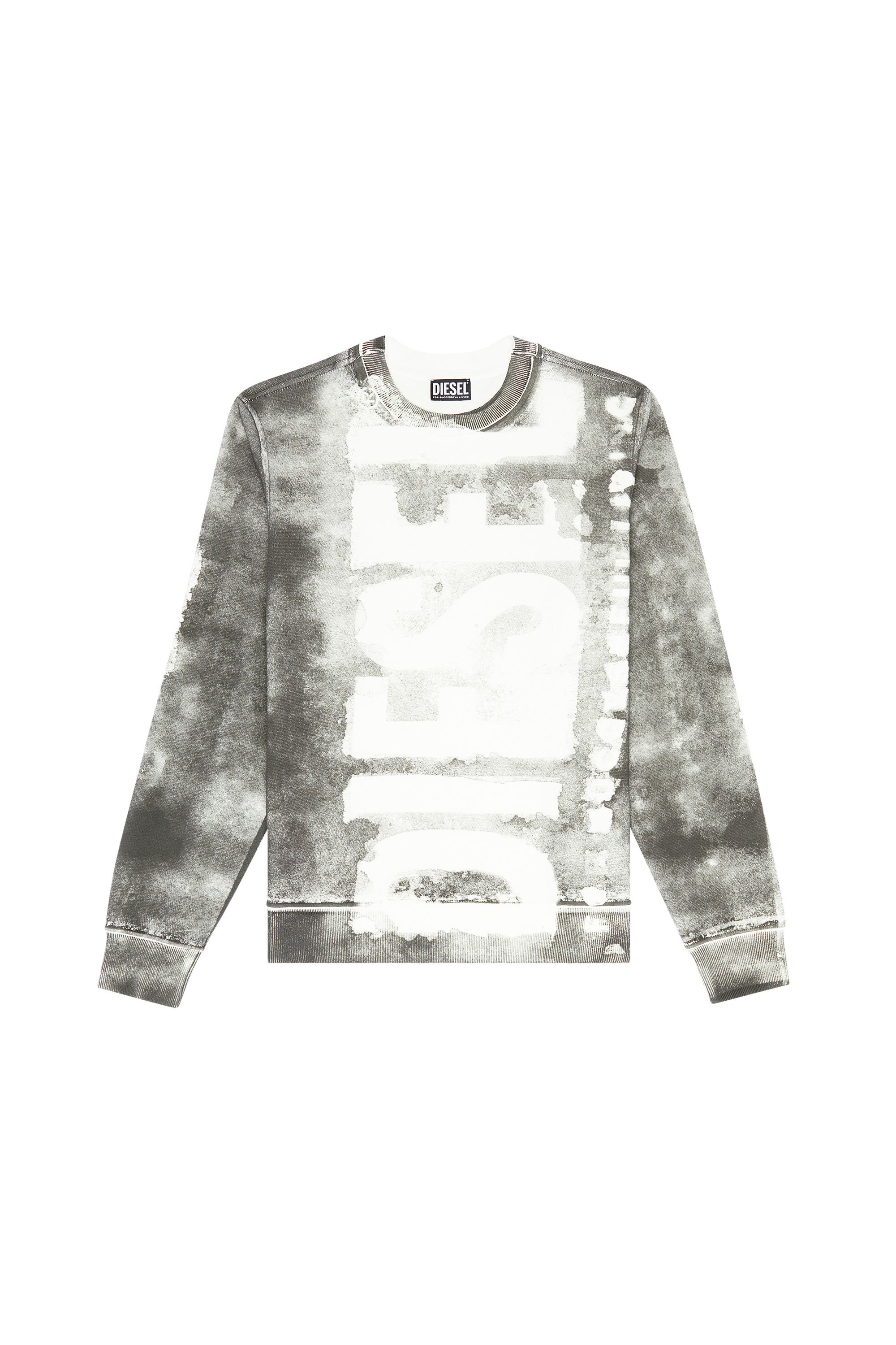 Diesel - S-GINY, Hombre Sudadera con el logotipo y efecto de manchas de color in Gris - Image 5