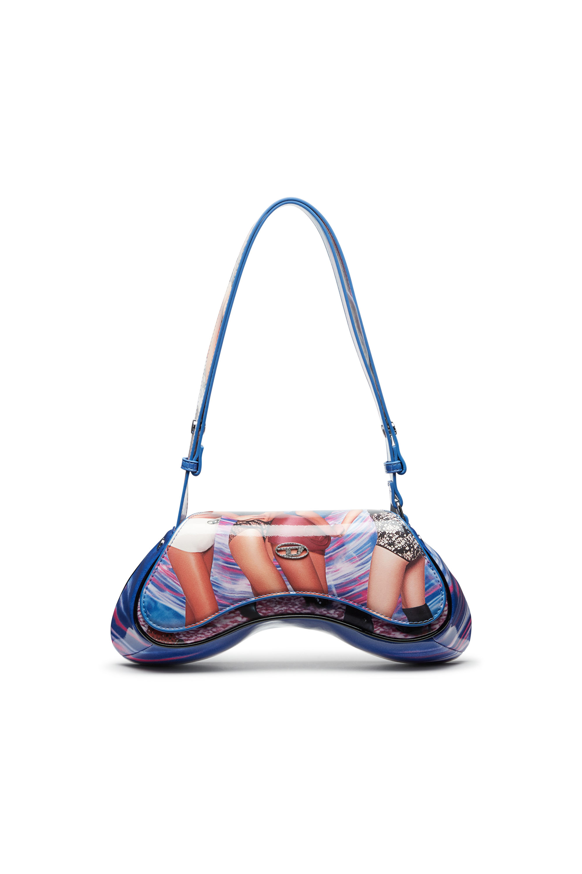 Diesel - PLAY CROSSBODY, Woman Play-Shoulder bag in poster-print PU in Blue - Image 1