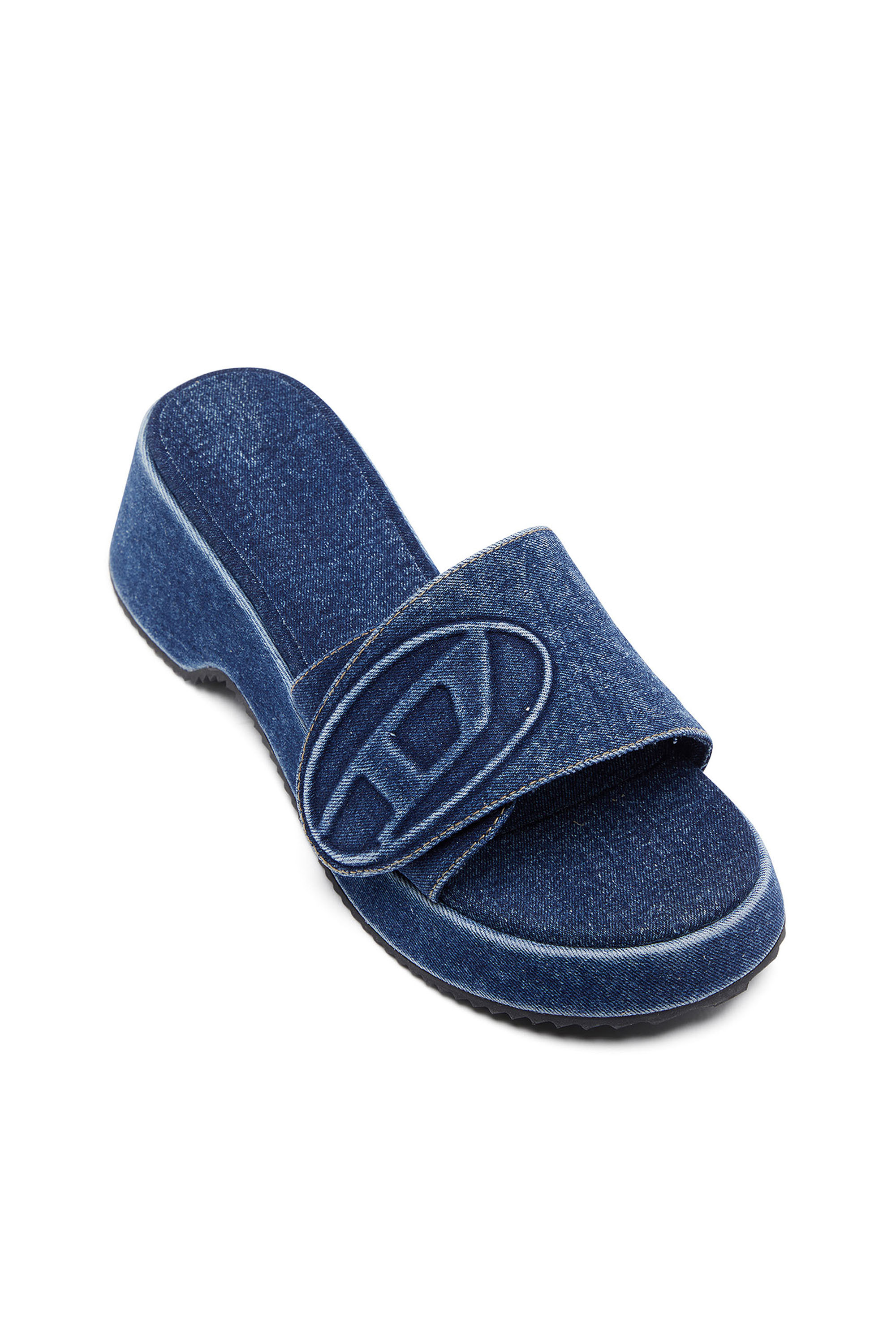 Diesel - SA-OVAL D PF W, Woman Sa-Oval D-Denim slide sandals with Oval D strap in Blue - Image 7