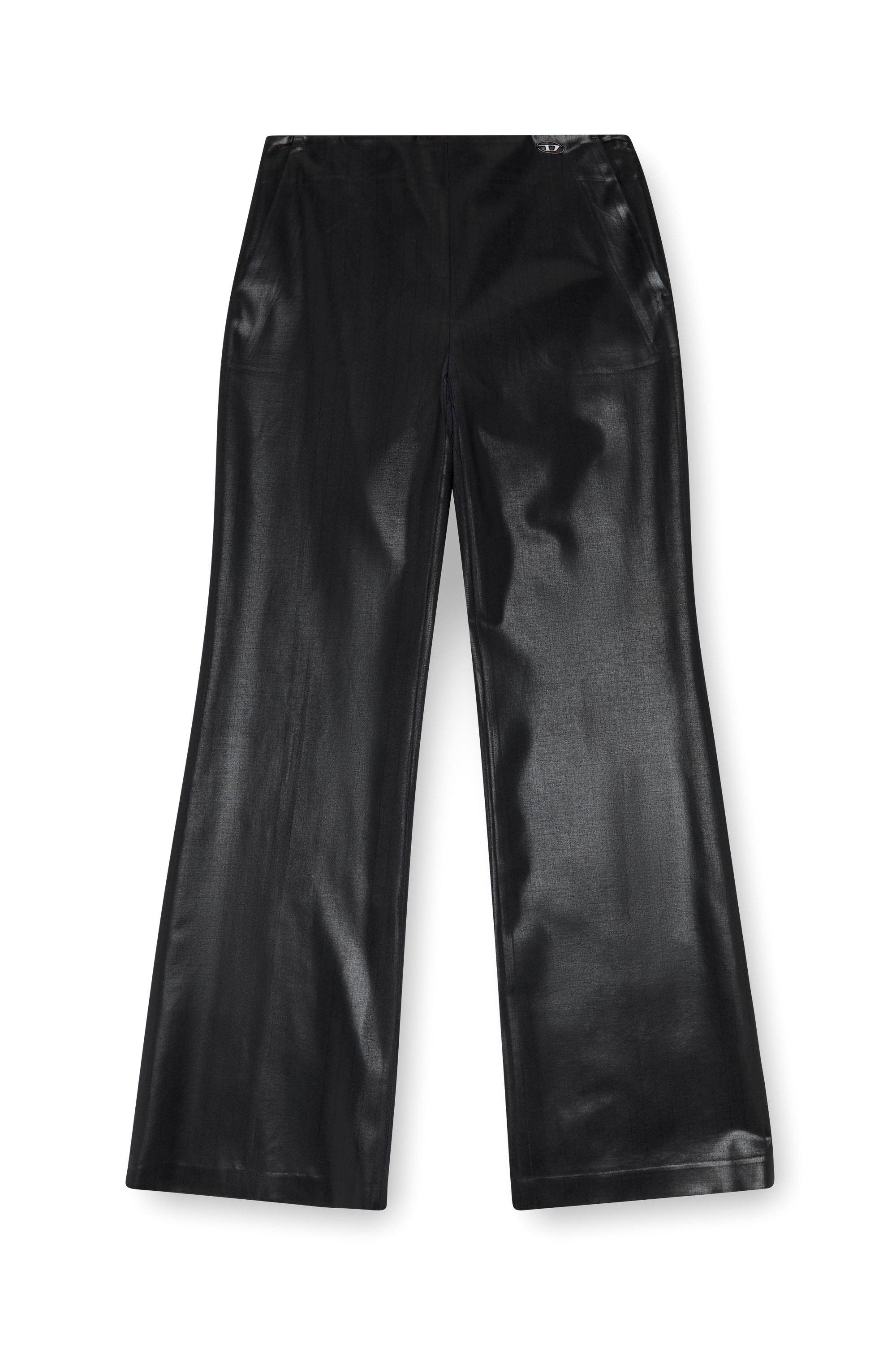 Diesel - P-OLARIS, Woman Pinstripe pants with coated front in Black - Image 3