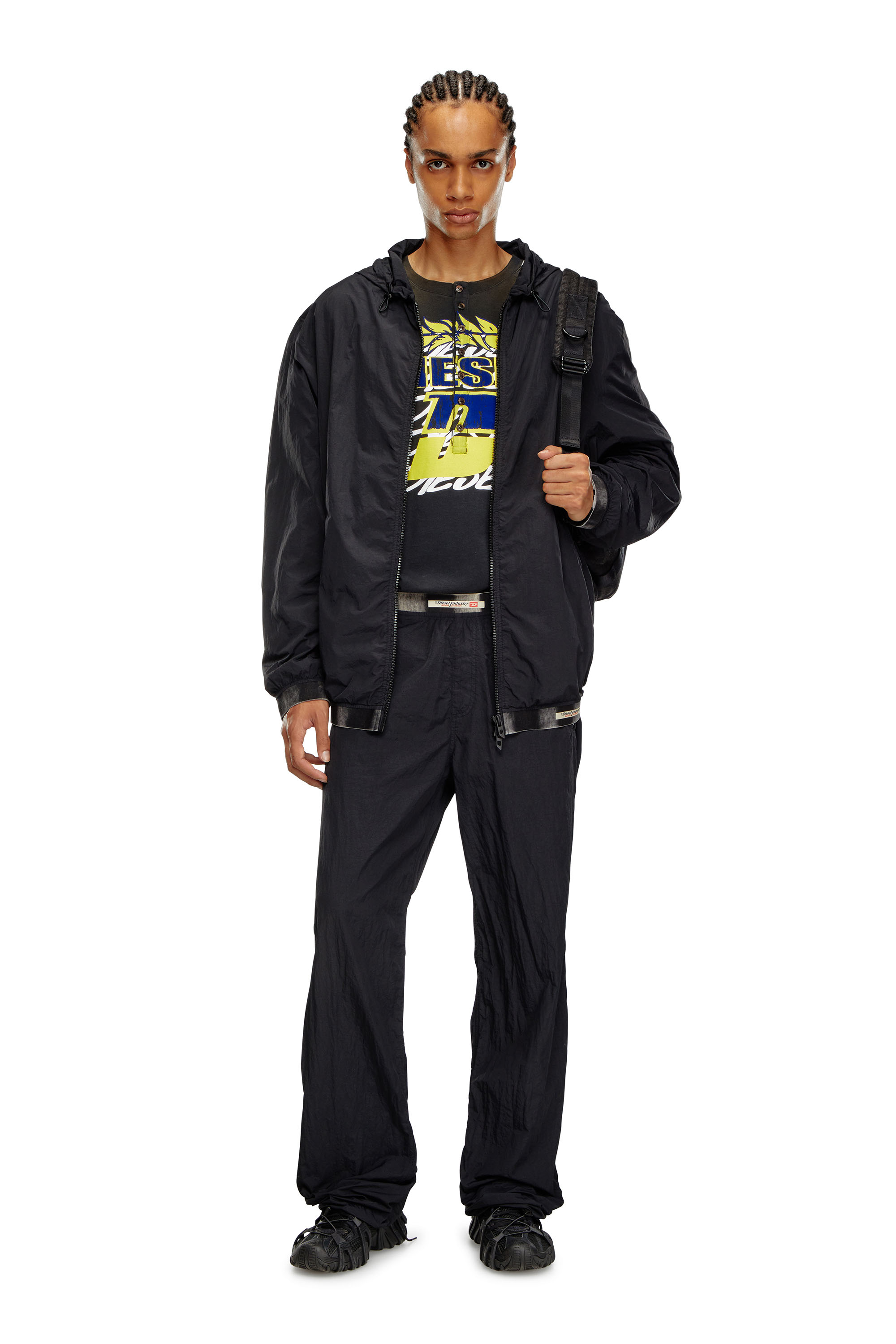 Diesel - J-POST, Man Windbreaker in recycled shell in Black - Image 2