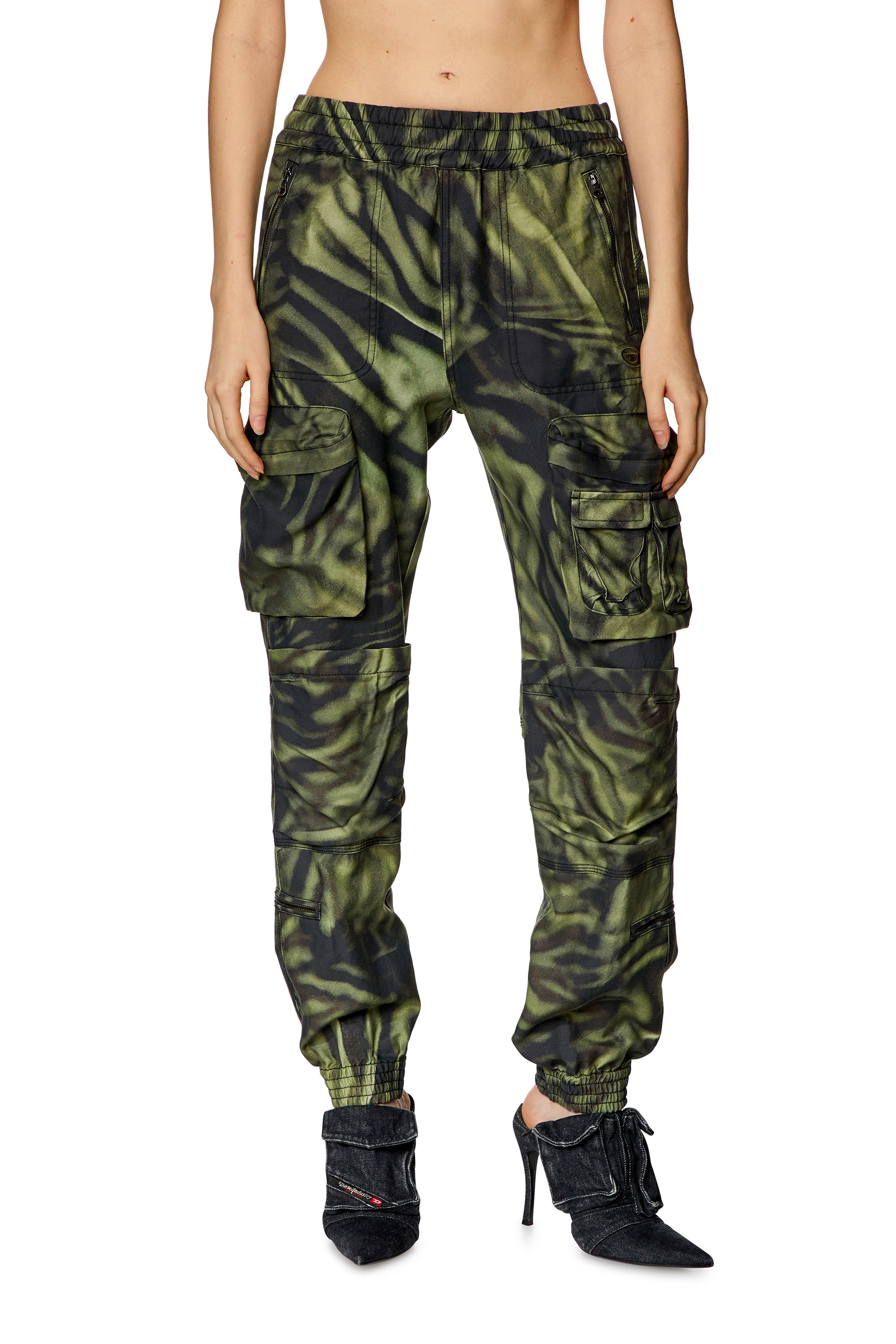 Diesel - P-MIROW, Woman Cargo pants in zebra-camo twill in Multicolor - Image 1