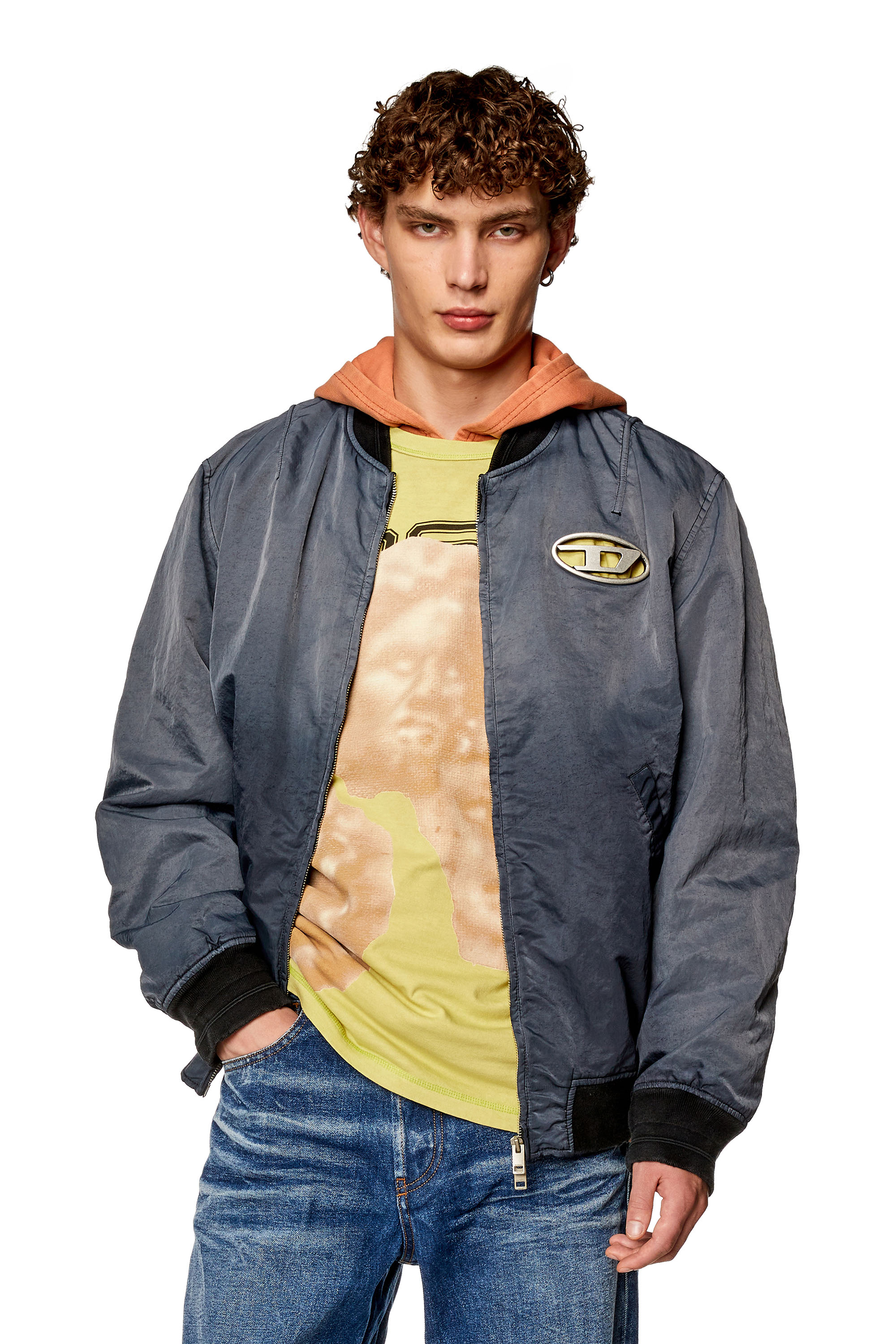 Diesel - J-KEPES, Man Dégradé padded bomber jacket in Grey - Image 1