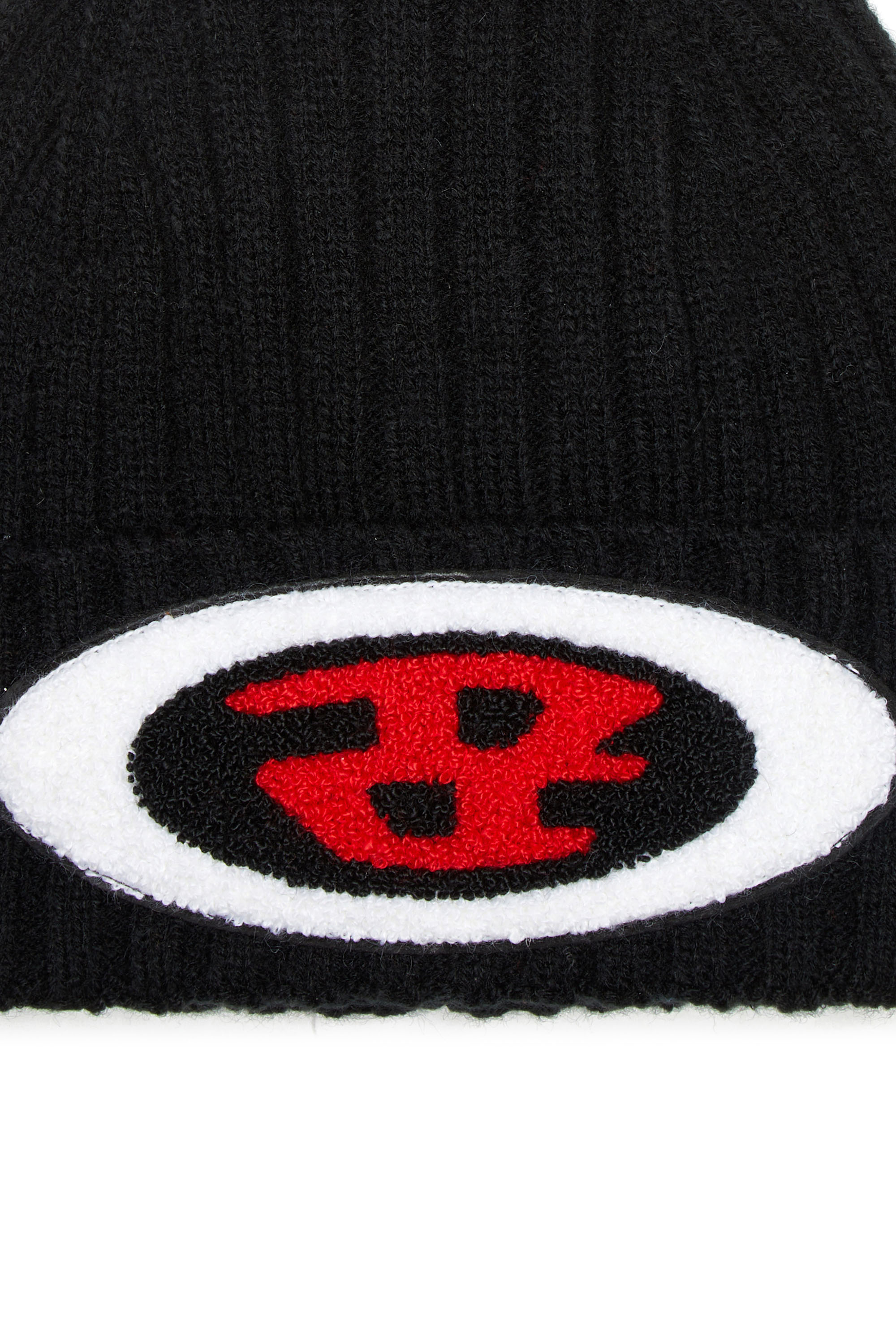 Diesel - K-DIEGO-C, Unisex Rib-knit beanie with logo patch in Black - Image 3