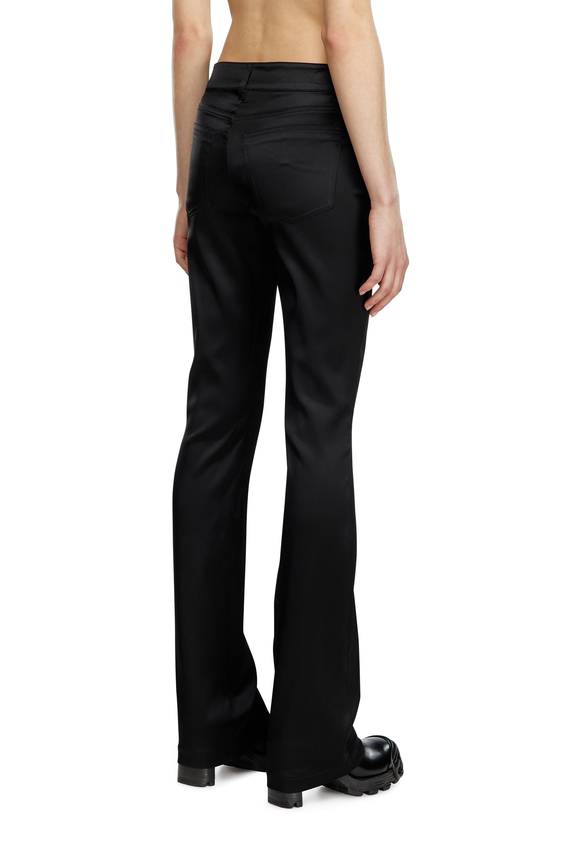 Diesel - P-EBBEY, Woman 5-pocket pants in stretch satin in Black - Image 4