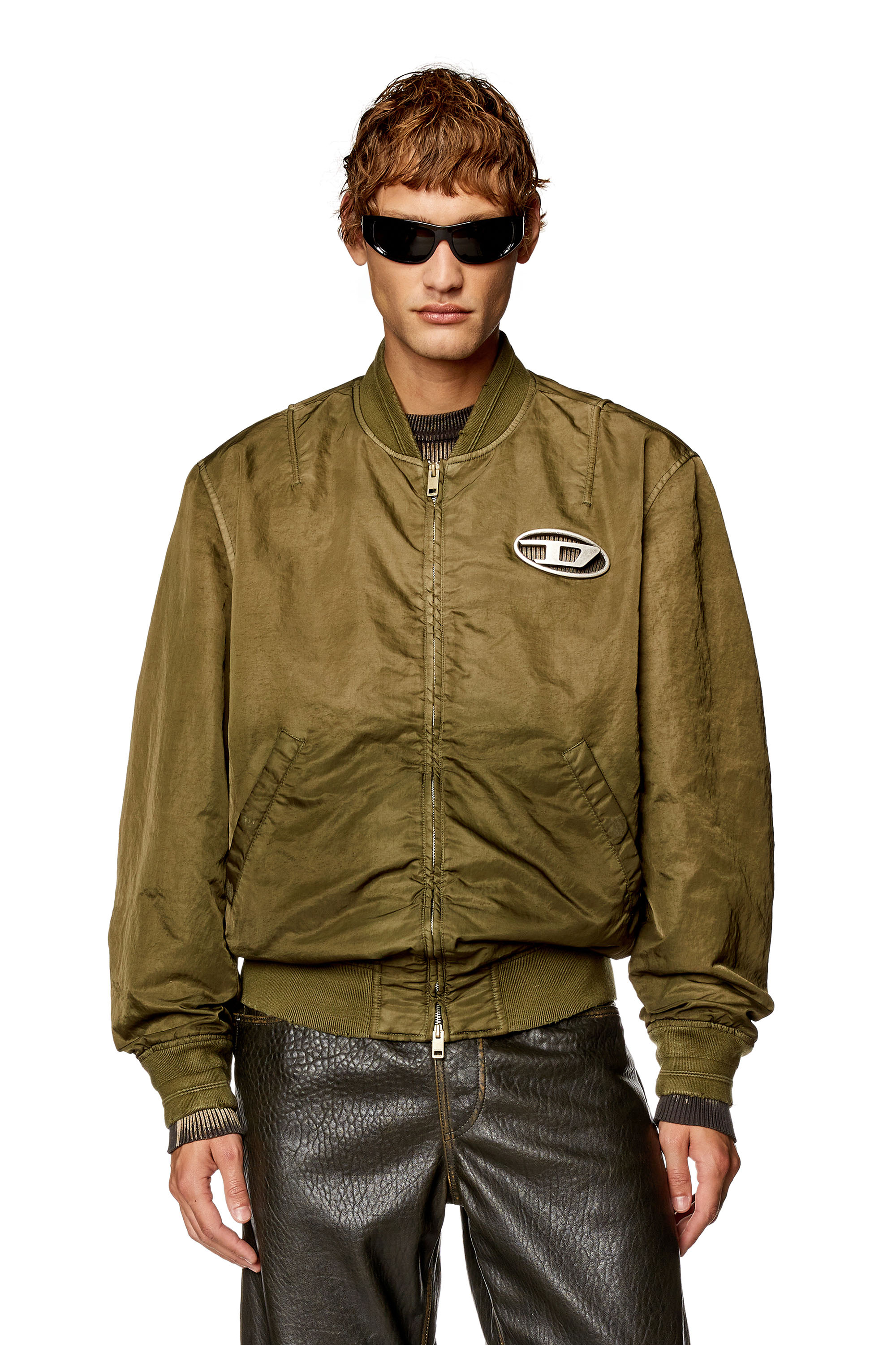 Diesel - J-KEPES, Man Dégradé padded bomber jacket in Green - Image 1