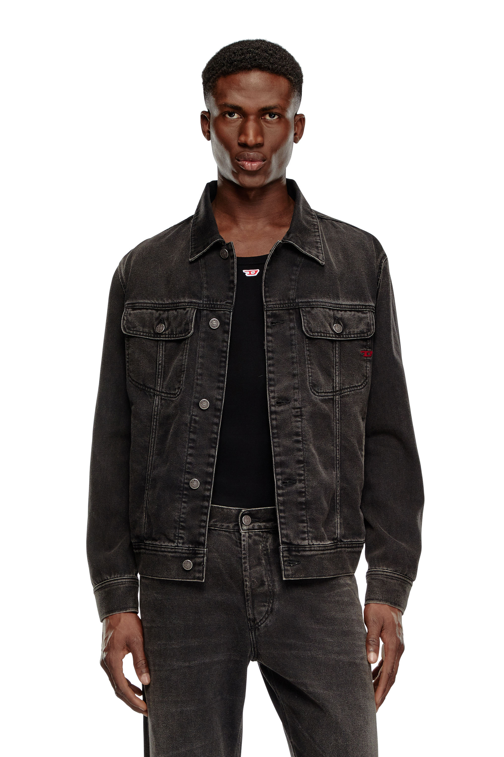 Diesel - D-BARCY, Man Regular-fit trucker jacket in Black - Image 1