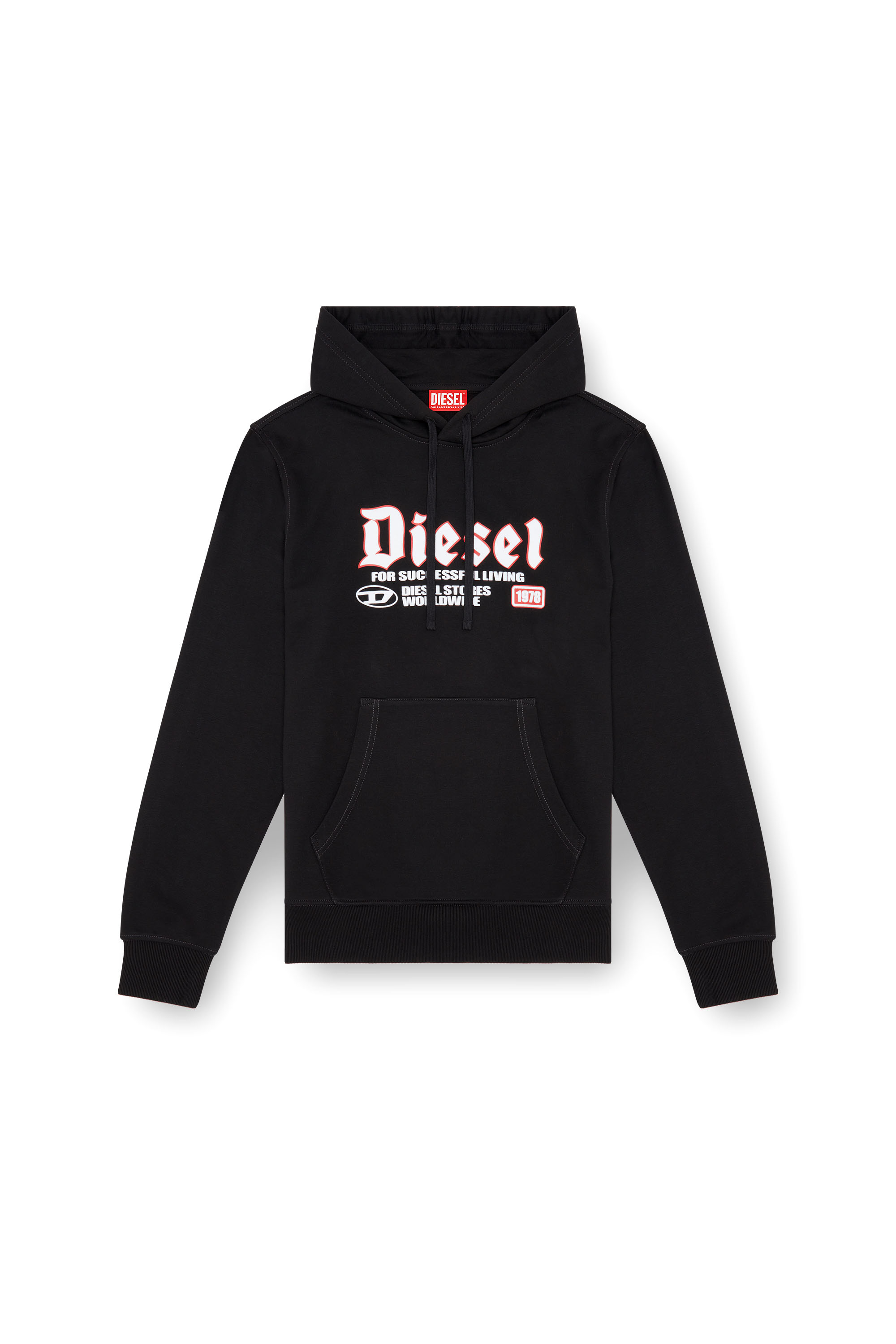 Diesel - S-GINN-HOOD-K45, Man Hoodie with flocked logo in Black - Image 3