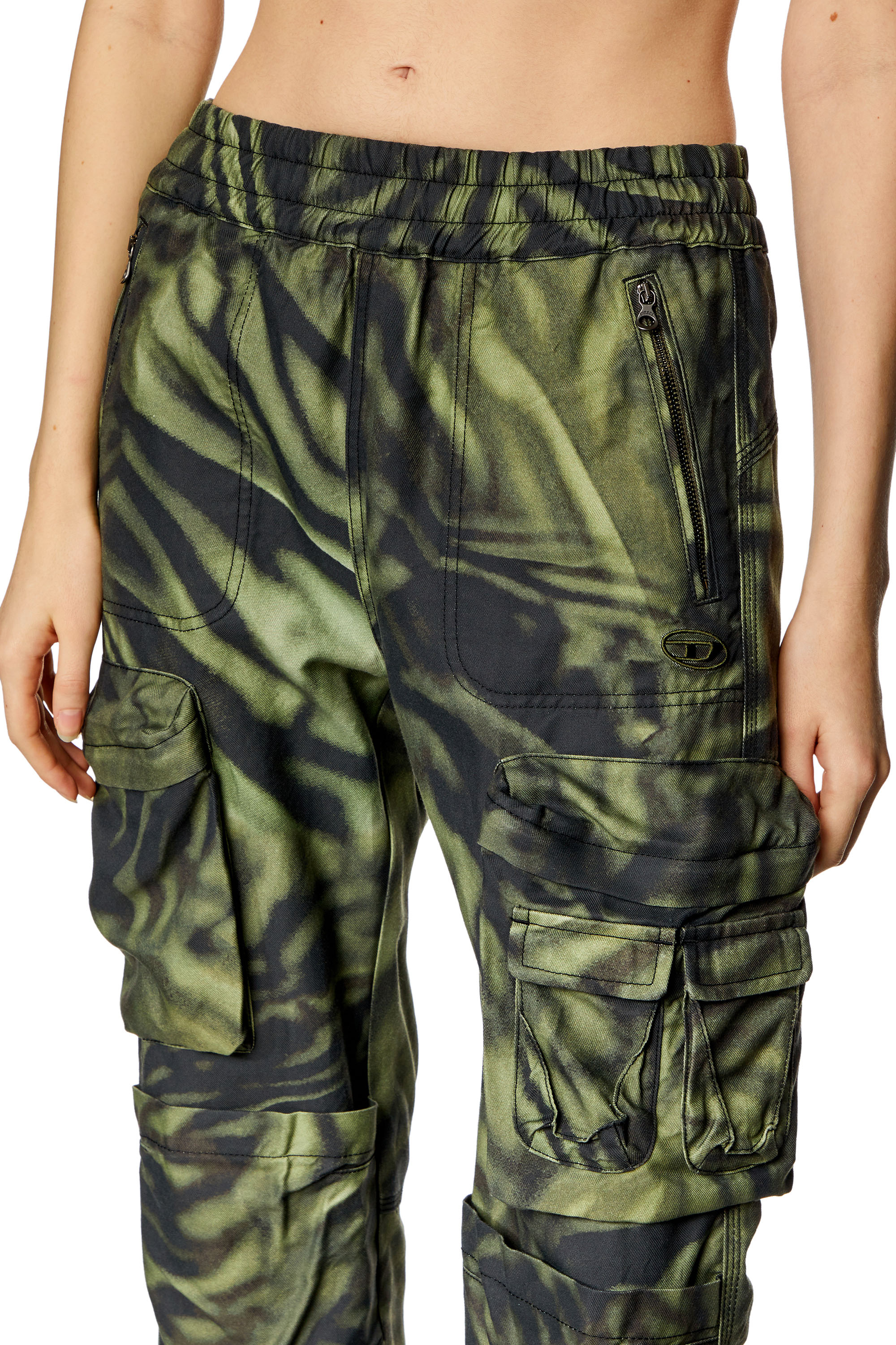 Diesel - P-MIROW, Woman Cargo pants in zebra-camo twill in Multicolor - Image 5