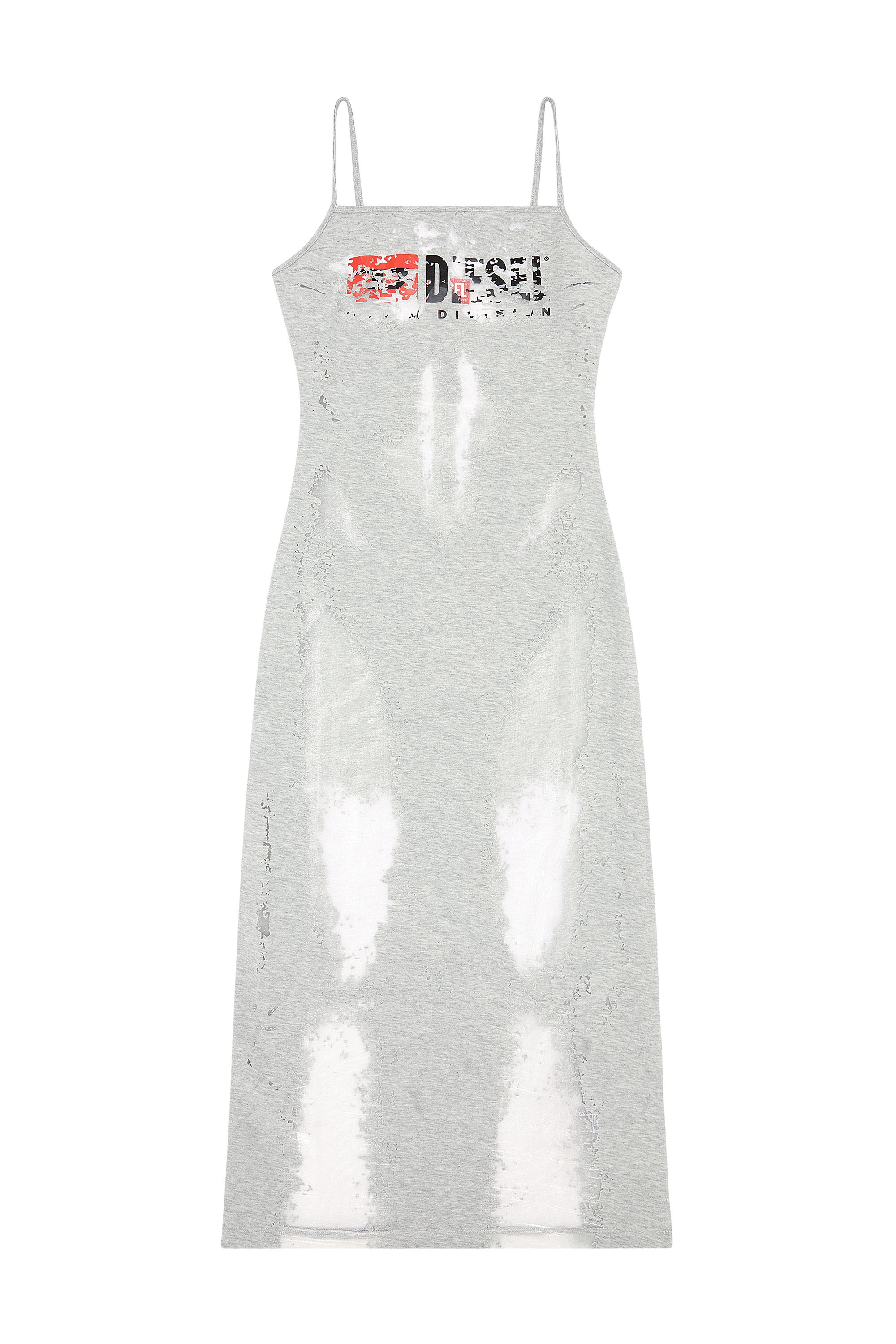 Diesel - D-HOPER-DEVO, Woman Jersey dress with see-through effect in Grey - Image 5
