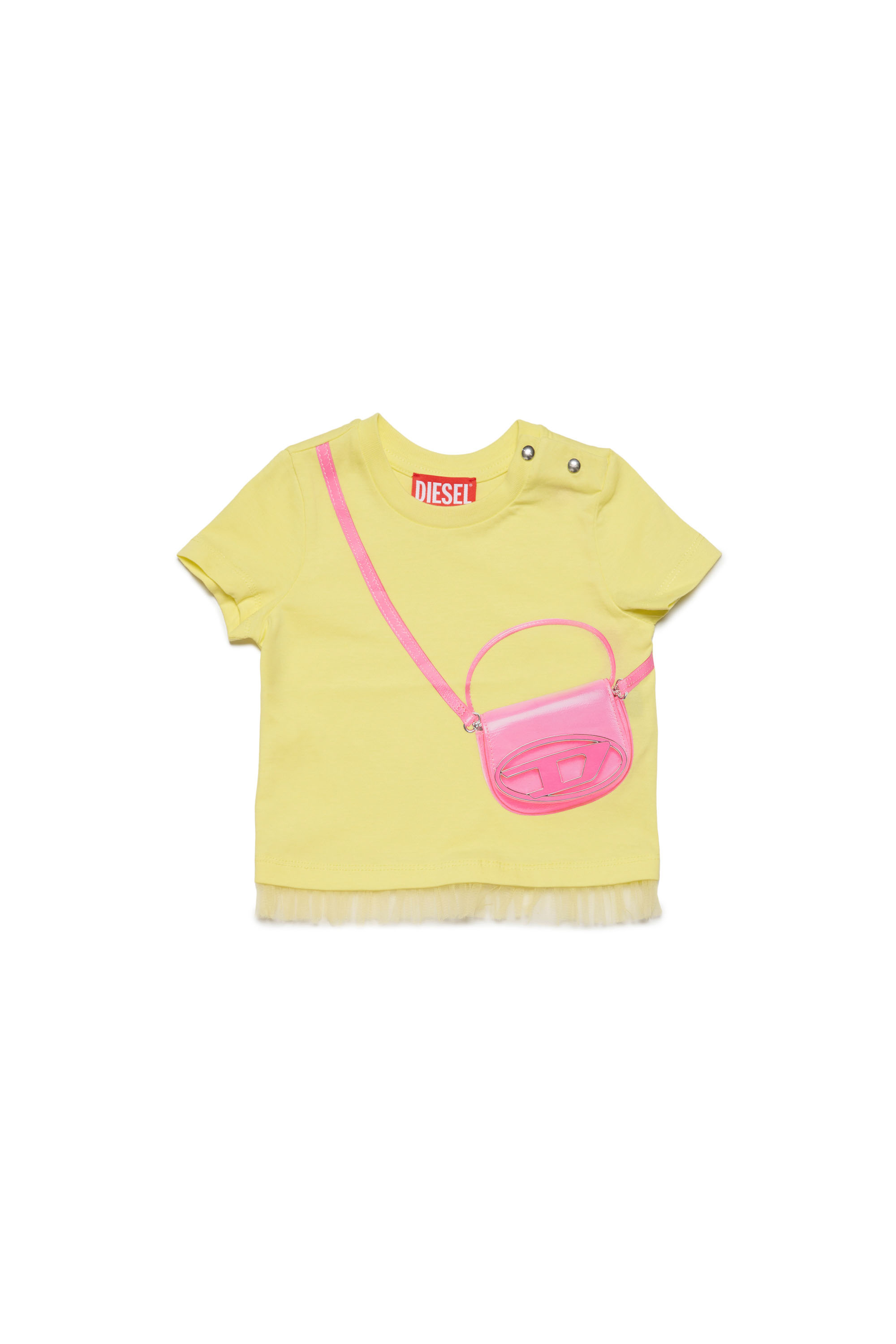 Diesel - TURNIB, Woman T-shirt with trompe l'oeil bag in Yellow - Image 1