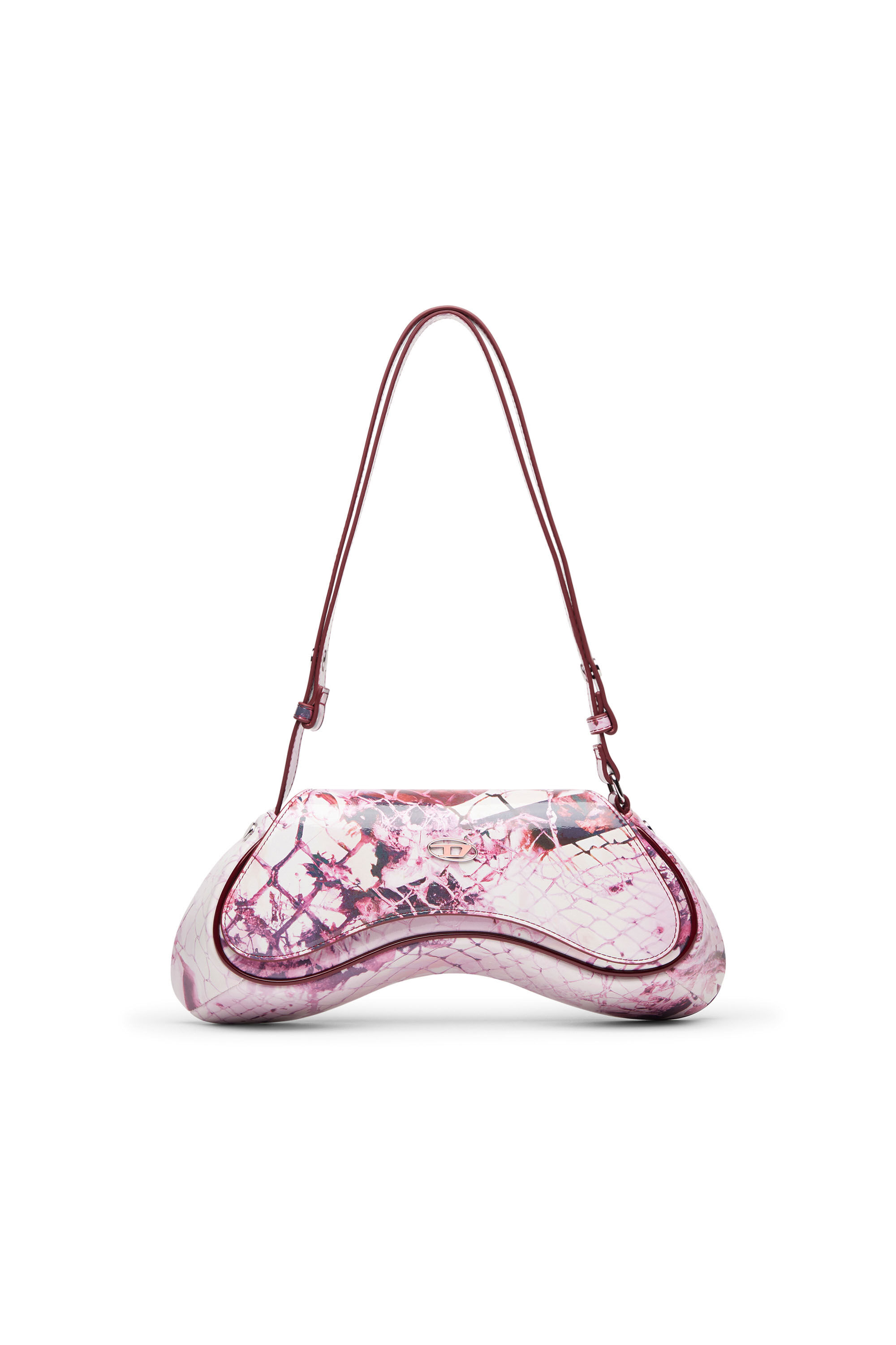 Diesel - PLAY CROSSBODY, Woman's Play-Shoulder bag in printed glossy PU in Pink - 1