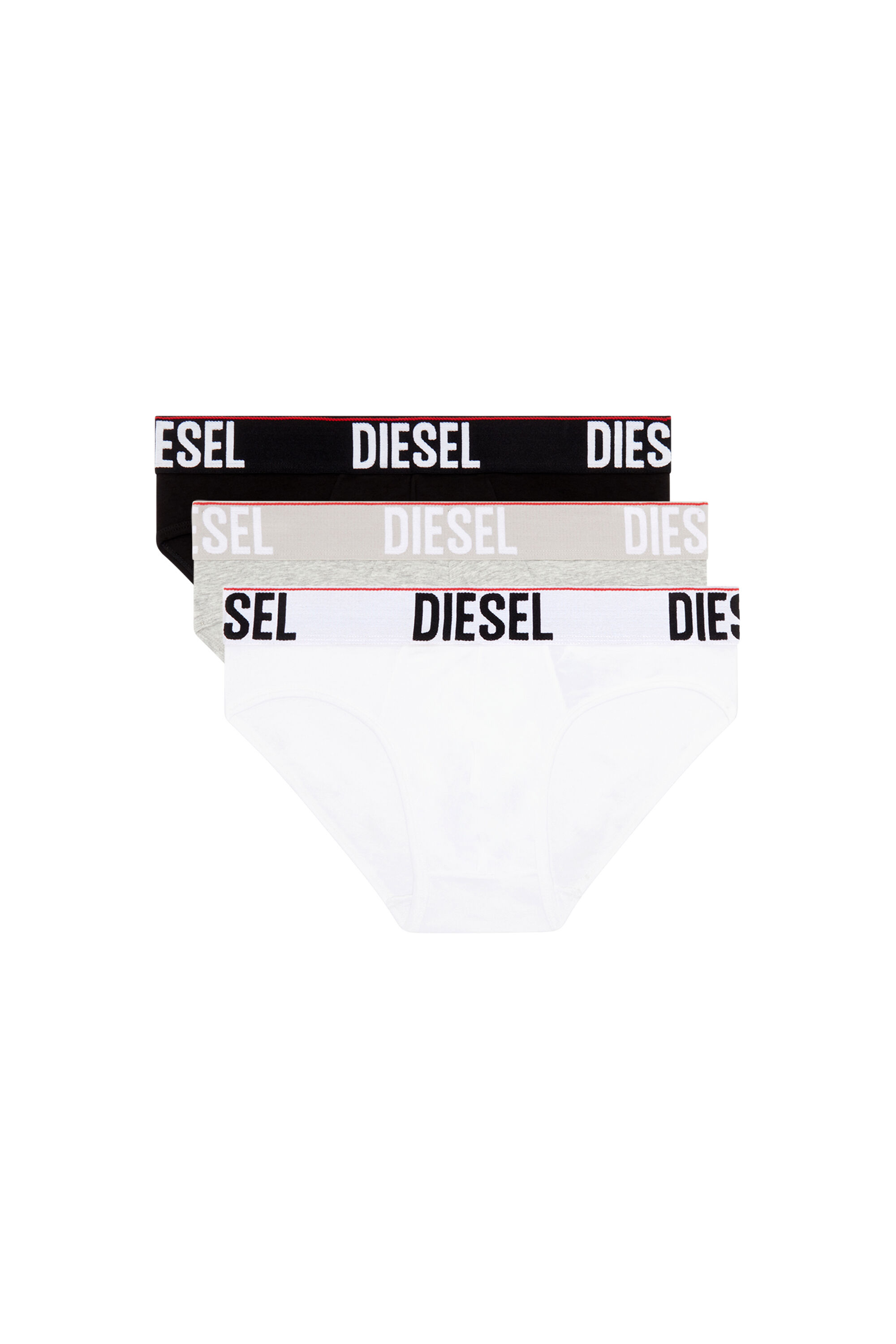 Diesel - UMBR-ANDRETHREEPACK, Man's Three-pack briefs with tonal waist in White/Black - 1