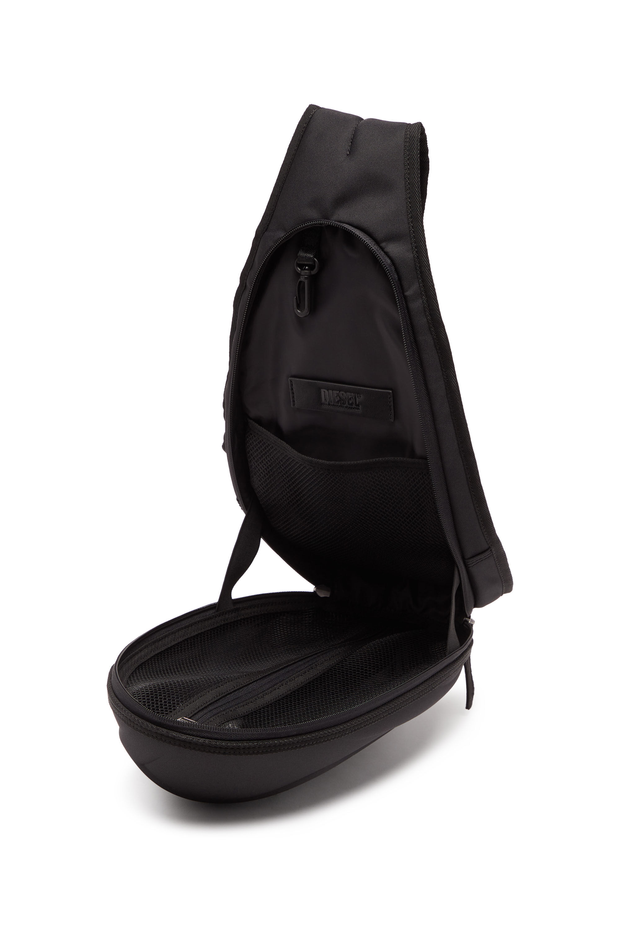 Diesel - 1DR-POD SLING BAG, Man 1DR-Pod Sling Bag - Hard shell sling backpack in Black - Image 2