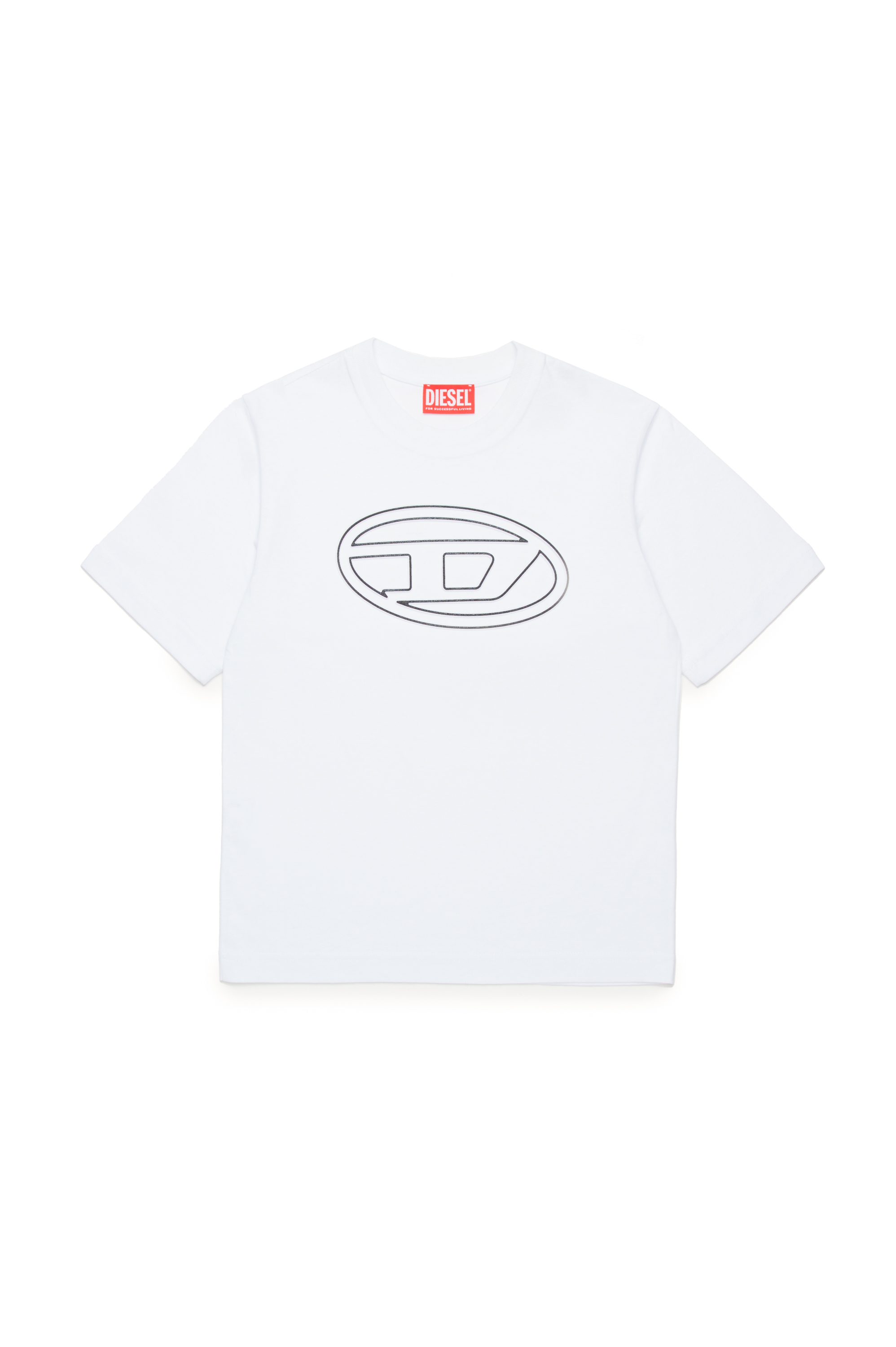 Diesel - TJUSTBIGOVAL OVER, Man's T-shirt with Oval D outline logo in White - 1