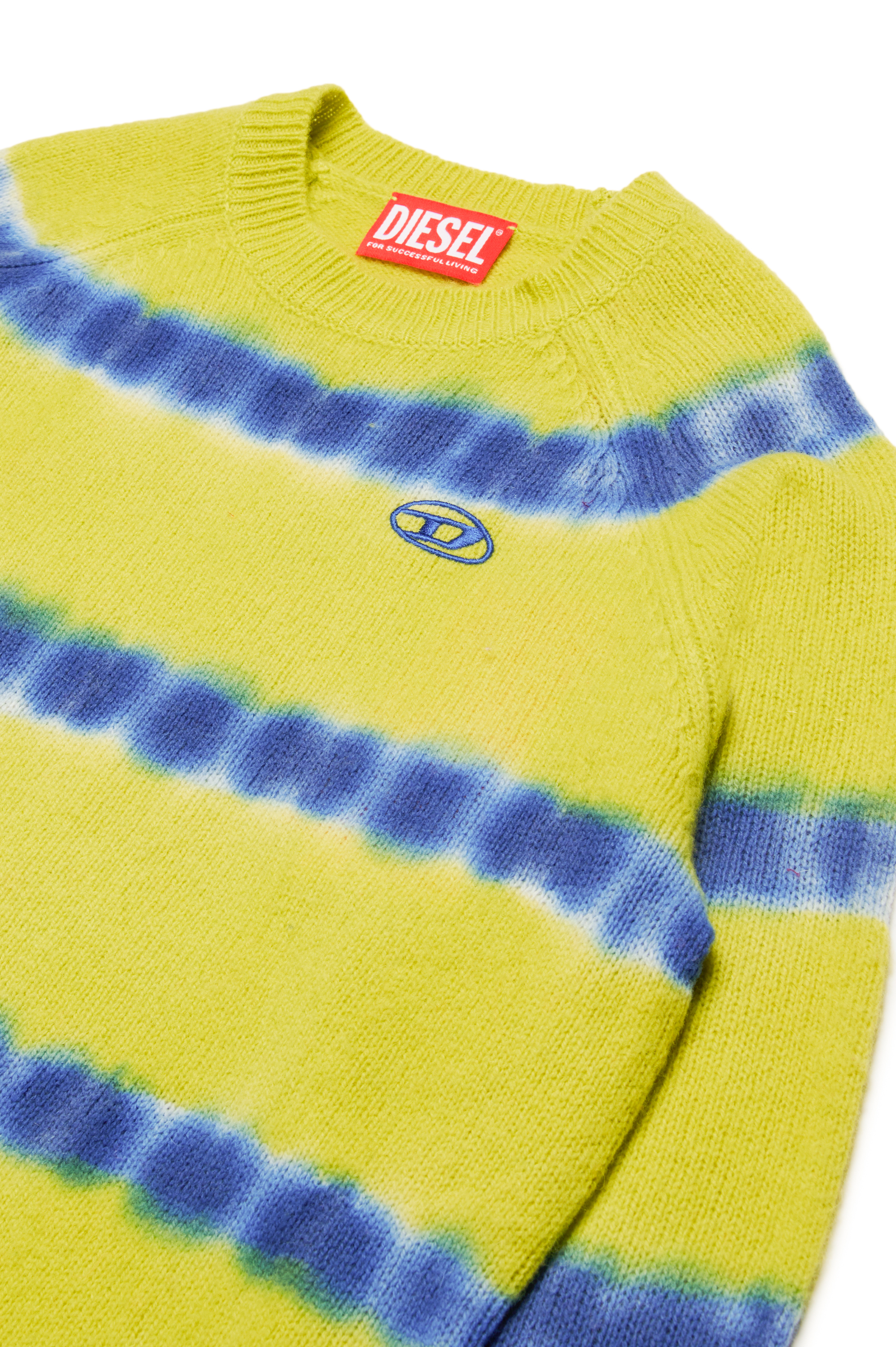 Diesel - KRO OVER, Unisex's Jumper in tie-dye-effect wool in Green/Blue - 3