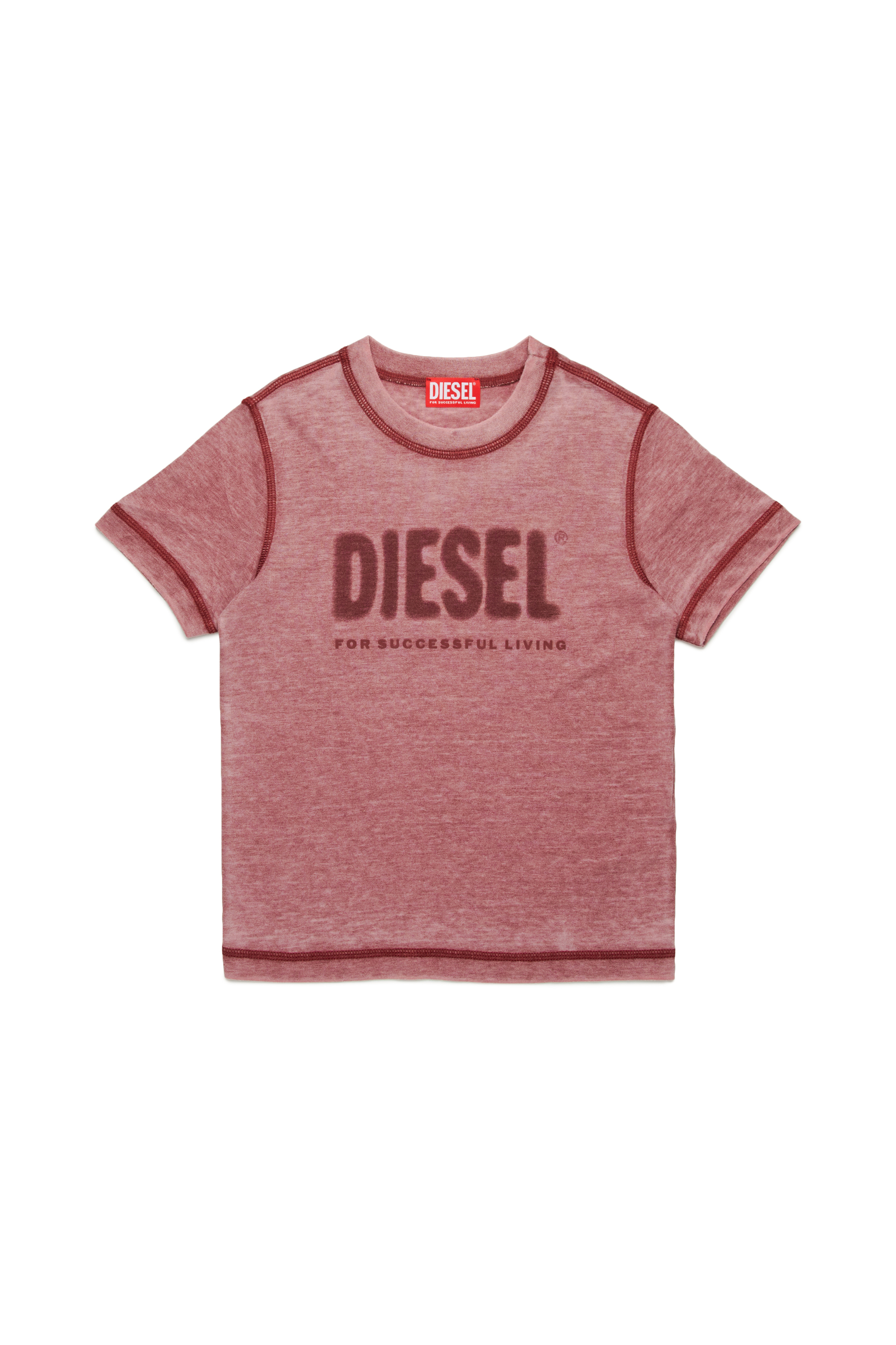 Diesel - TDIEGORL1, Man's Burnout T-shirt with logo in Red - 1