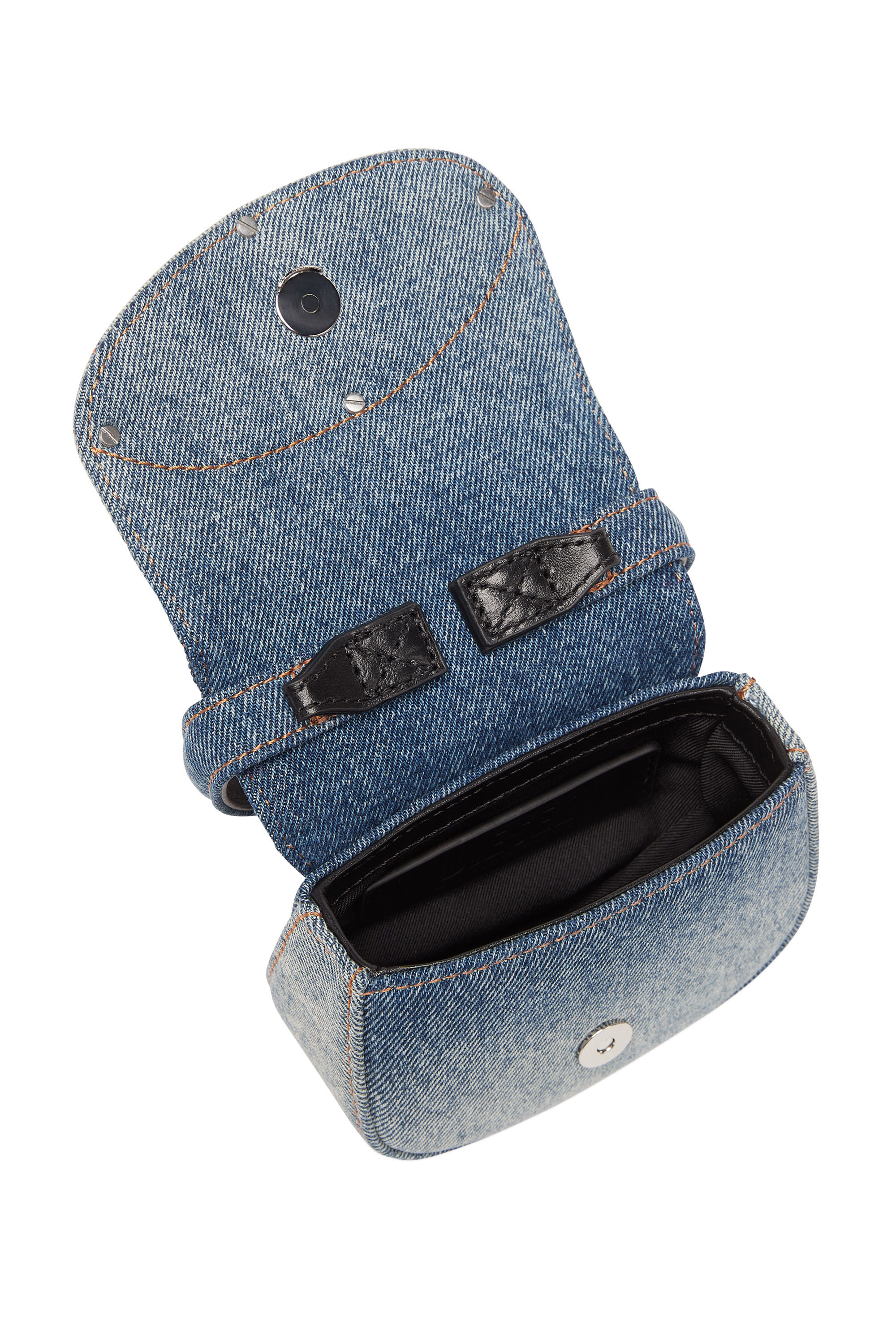 Diesel - 1DR XS, Woman's 1DR XS - Iconic mini bag in solarised denim in Blue/White - 5