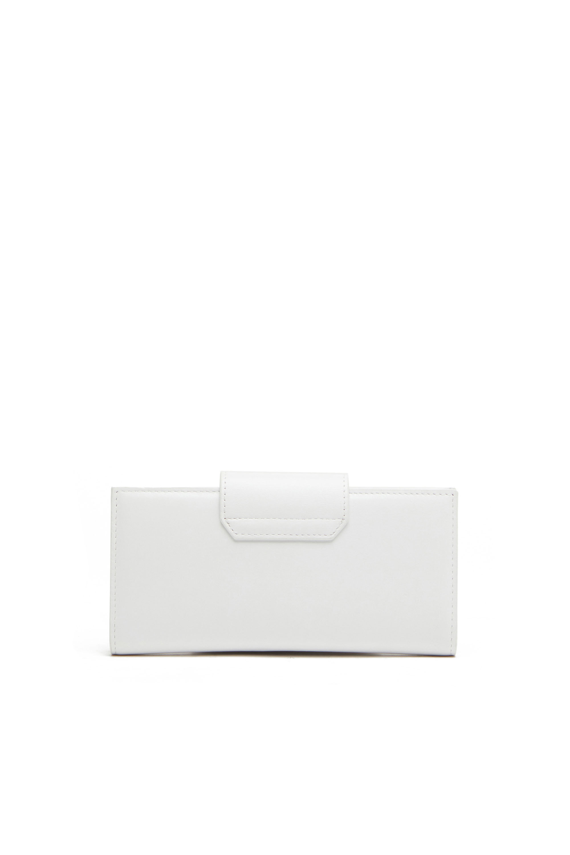 Diesel - JULIE, Woman's Leather continental wallet with logo plaque in White - 2