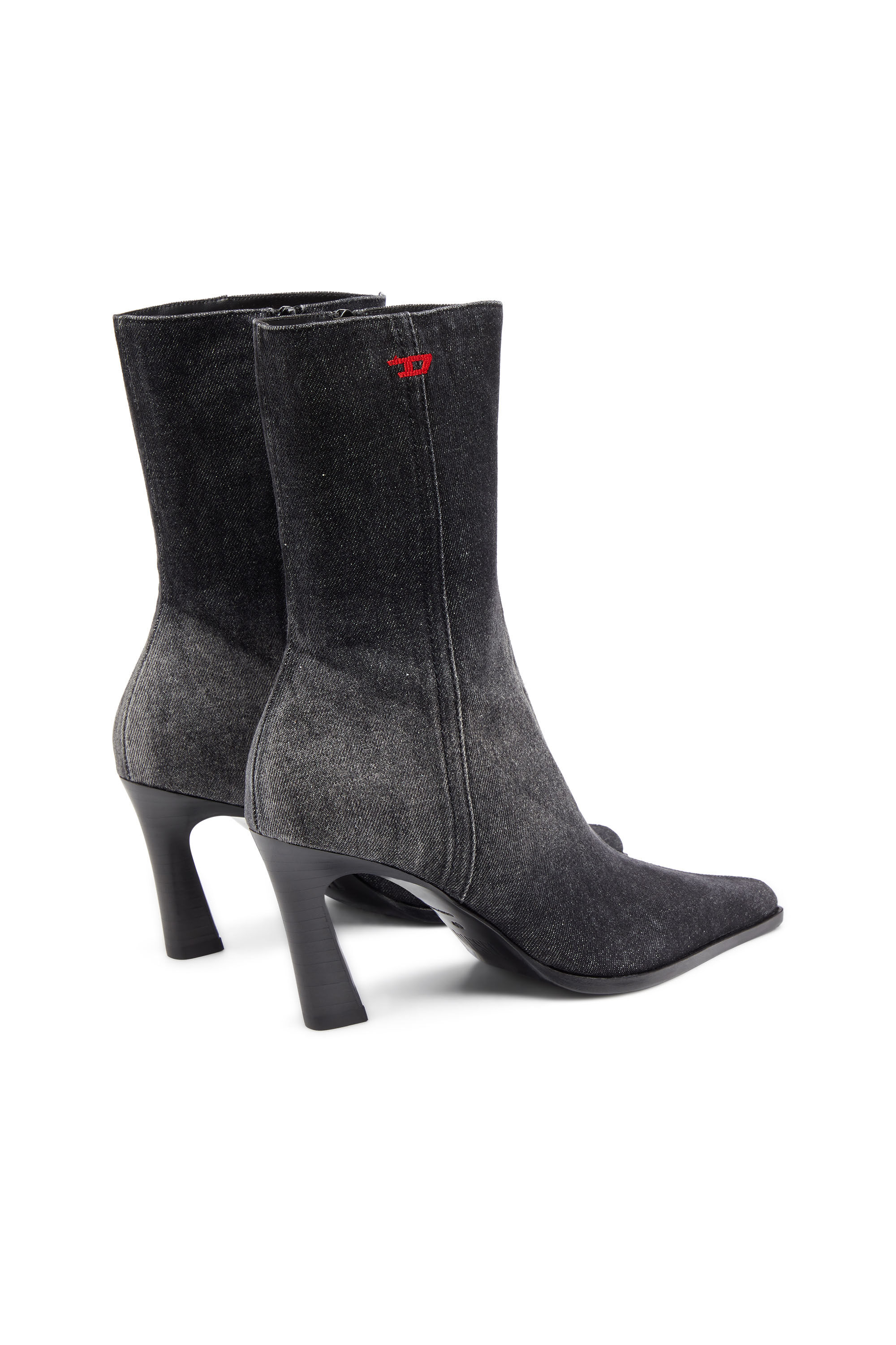 Diesel - D-ALLAS BT, Woman D-Allas-Ankle boot in washed denim in Black - Image 3