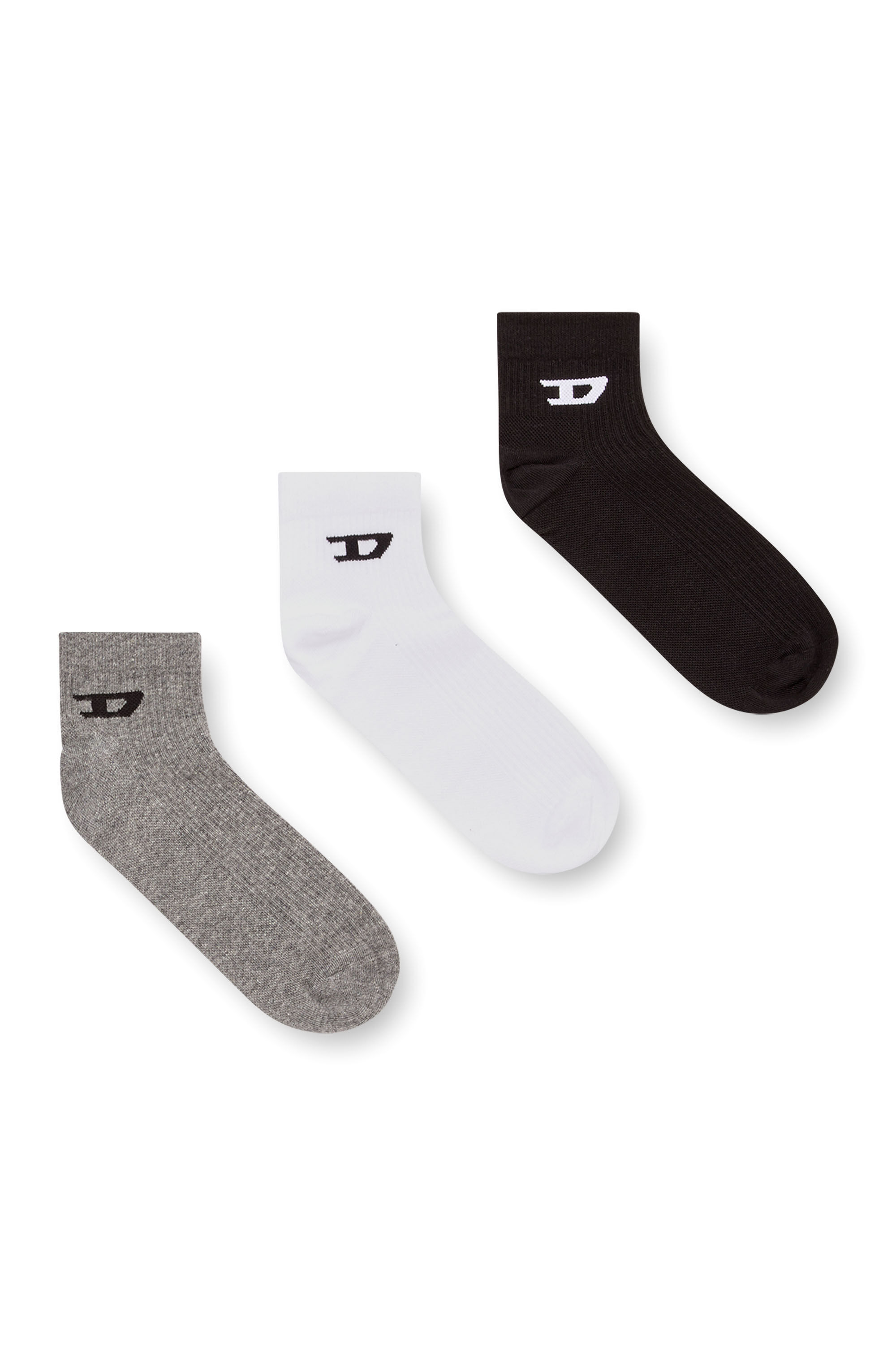 Diesel - SKM-D-ANKLE -9, Man's Three-pack ankle socks with D logo in Grey/Black - 1