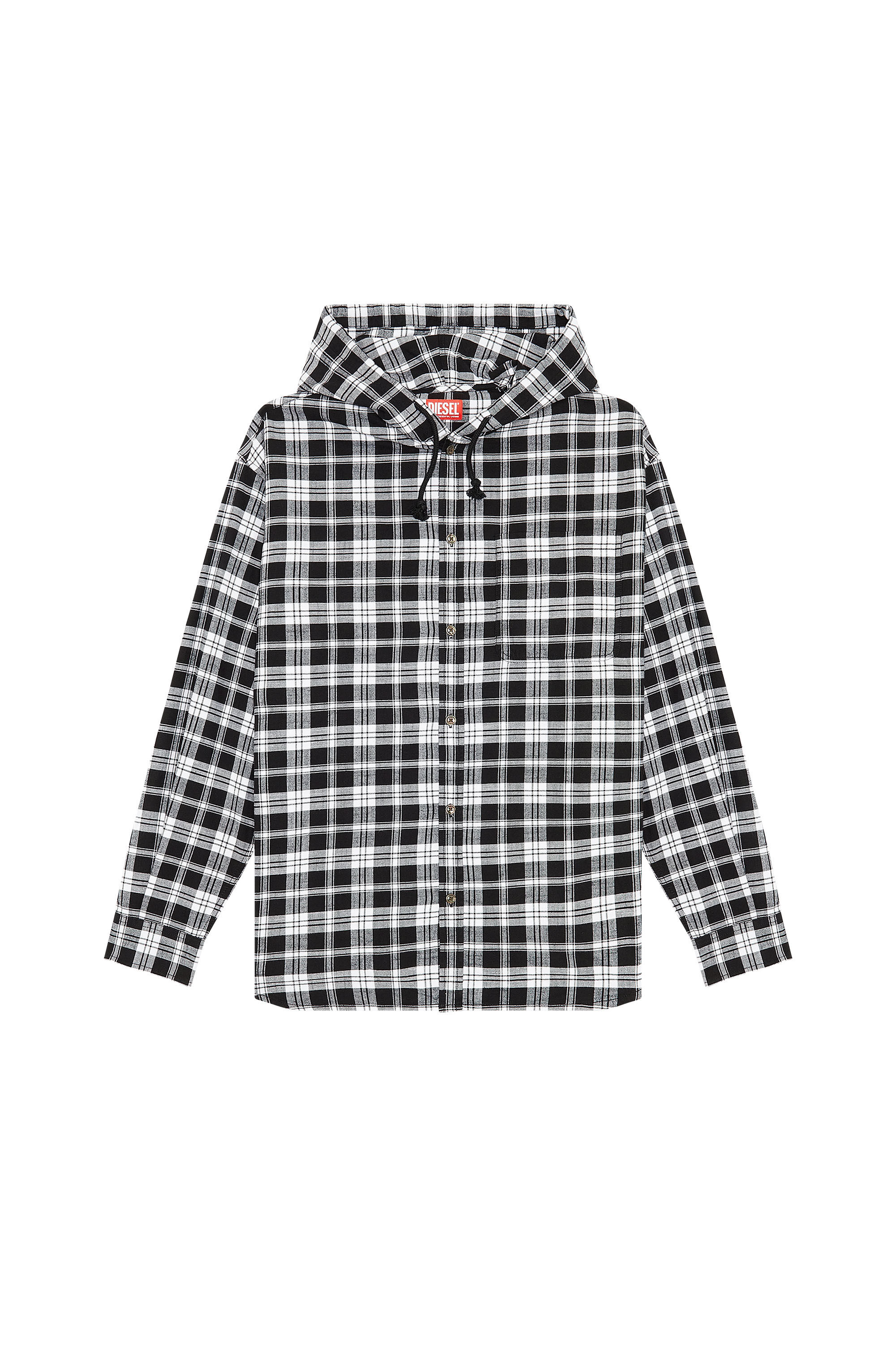 Diesel - S-DEWNY-HOOD, Man Oversized hooded shirt in tactile flannel in Multicolor - Image 2