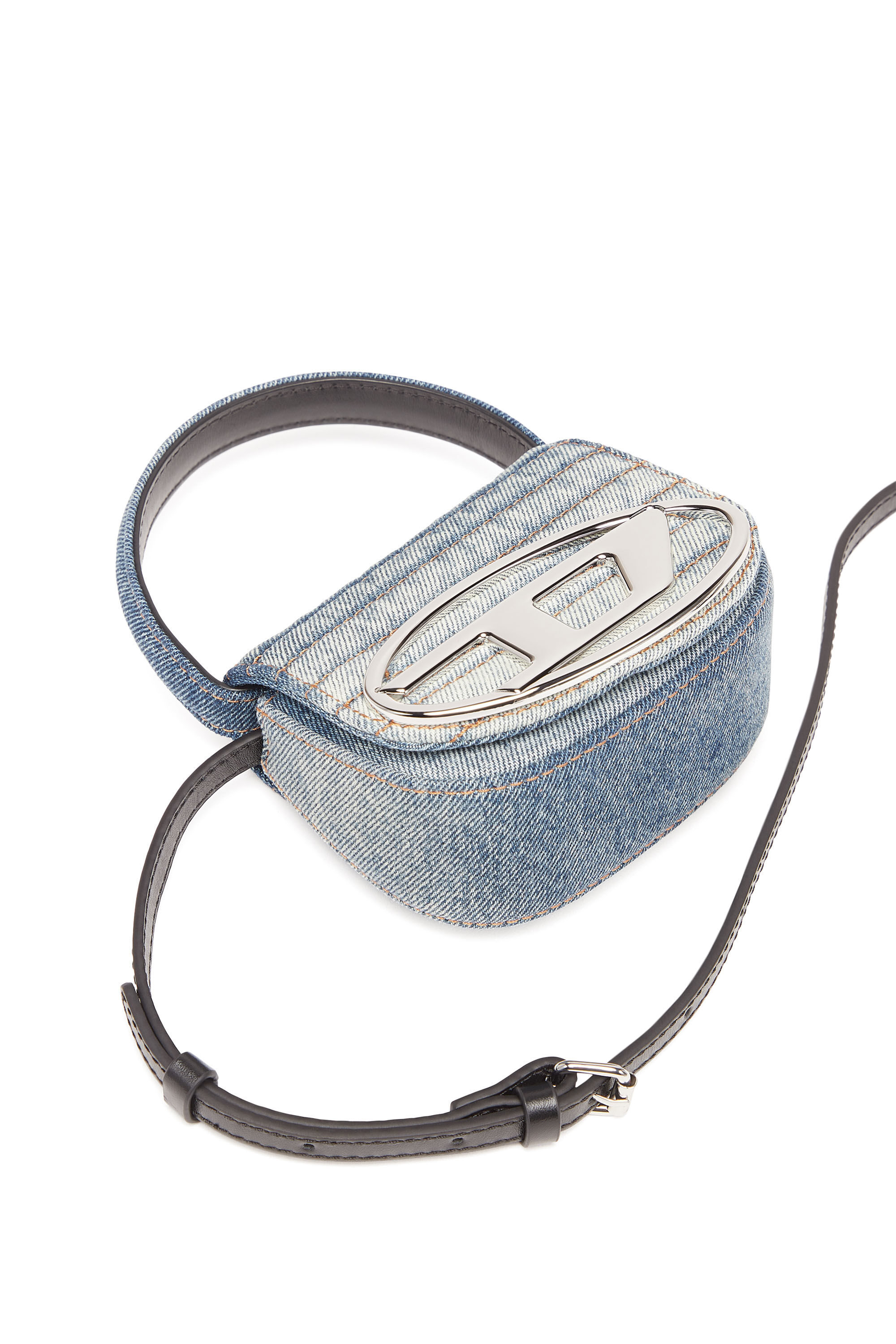 Diesel - 1DR XS, Woman's 1DR XS - Iconic mini bag in solarised denim in Blue/White - 2