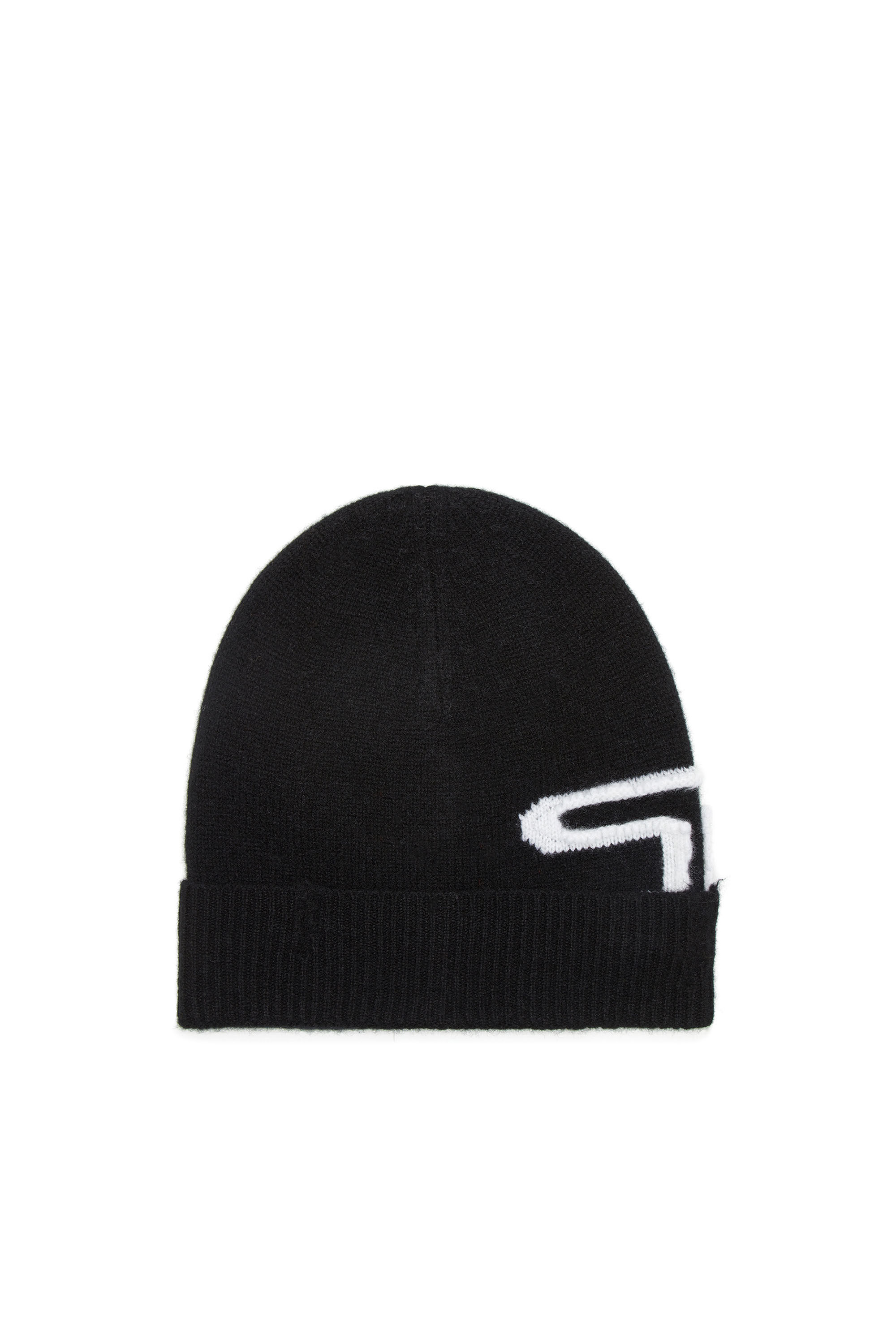 Diesel - K-PEEL, Unisex Wool beanie with peel-off logo in Black - Image 1