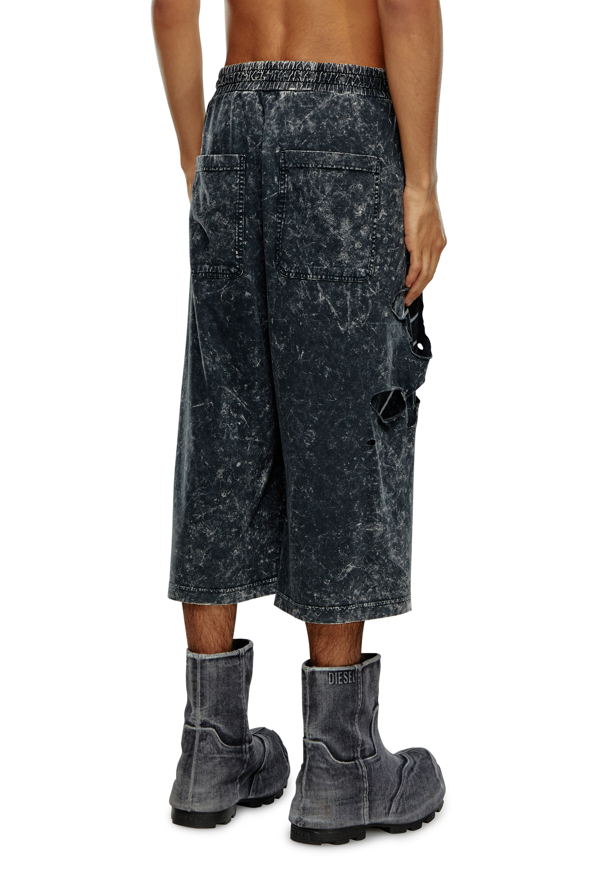 Diesel - P-ECKYO-PEELOVAL, Man Oval D pants in marble jersey in Black - Image 4