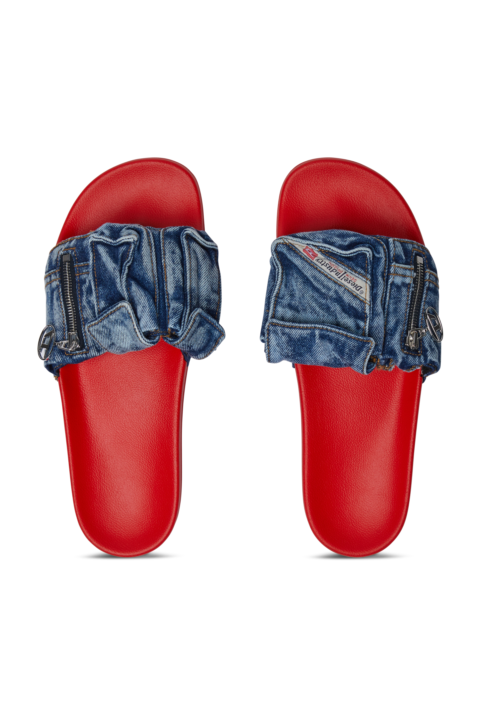 Diesel - SA-MAYEMI PK, Man Sa-Mayemi PK - Denim pool slides with utility pockets in Multicolor - Image 5