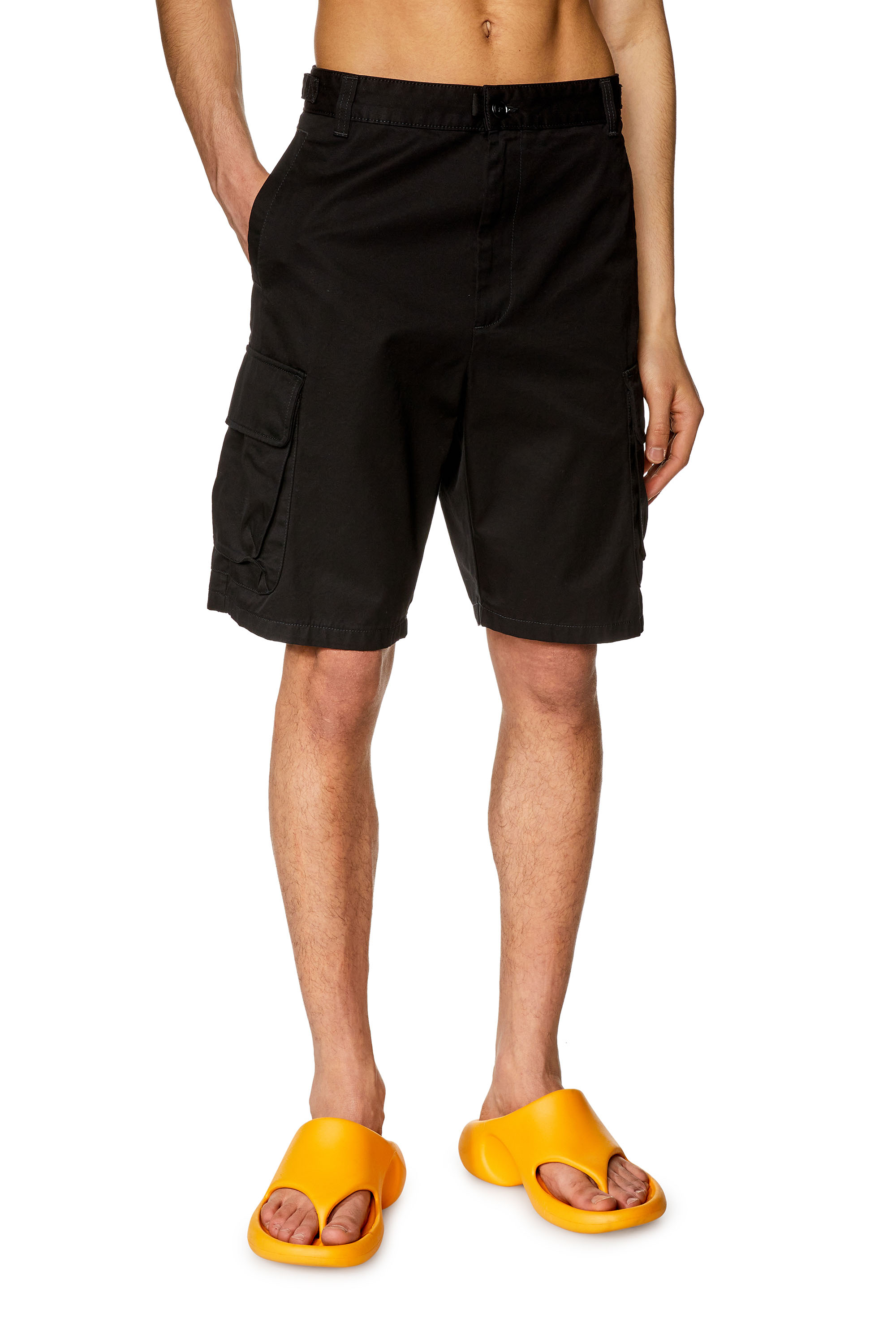 Diesel - P-ARGYM-SHORT, Man Twill cargo shorts in organic cotton in Black - Image 1