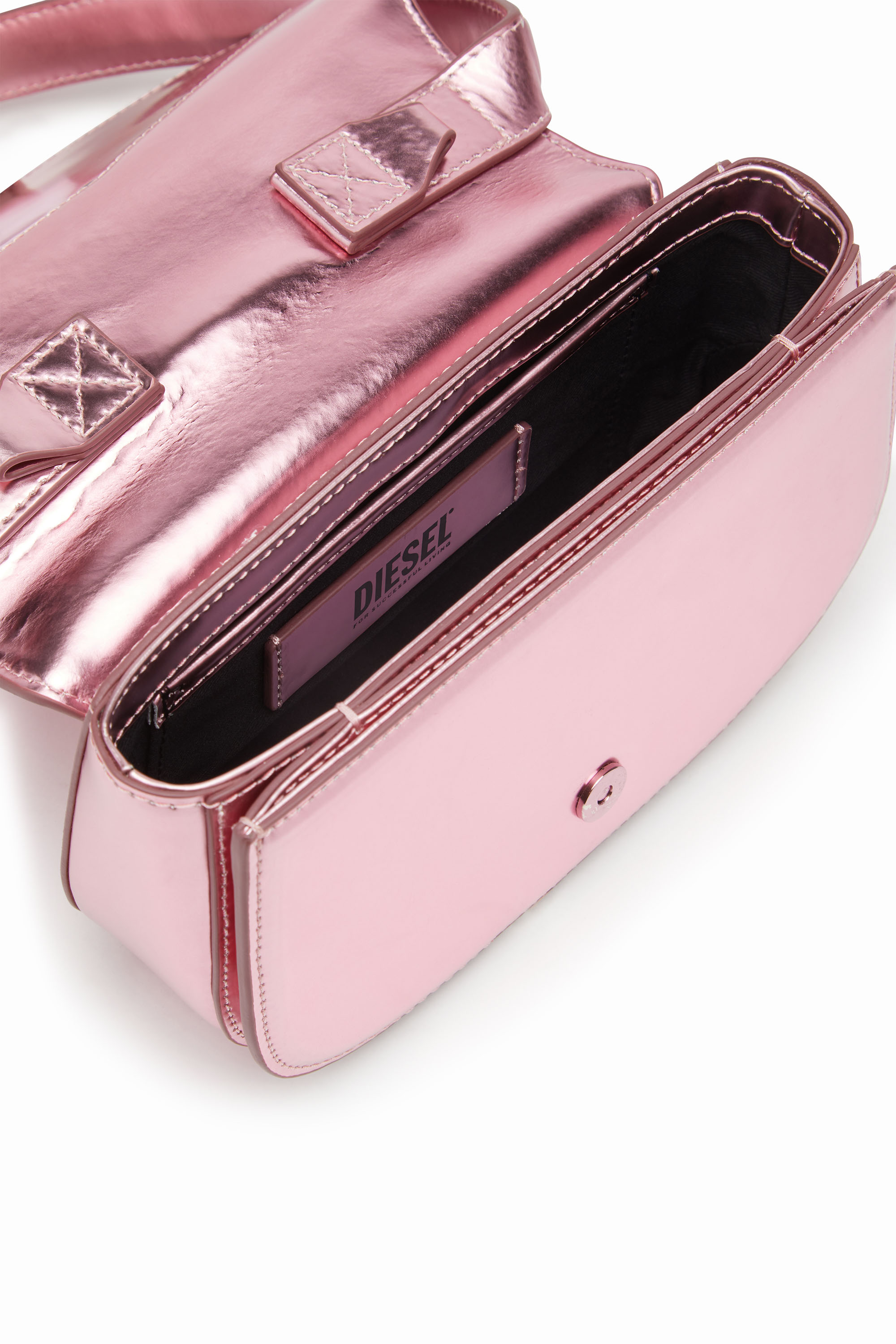 Diesel - 1DR, Woman 1DR-Iconic shoulder bag in mirrored leather in Pink - Image 4