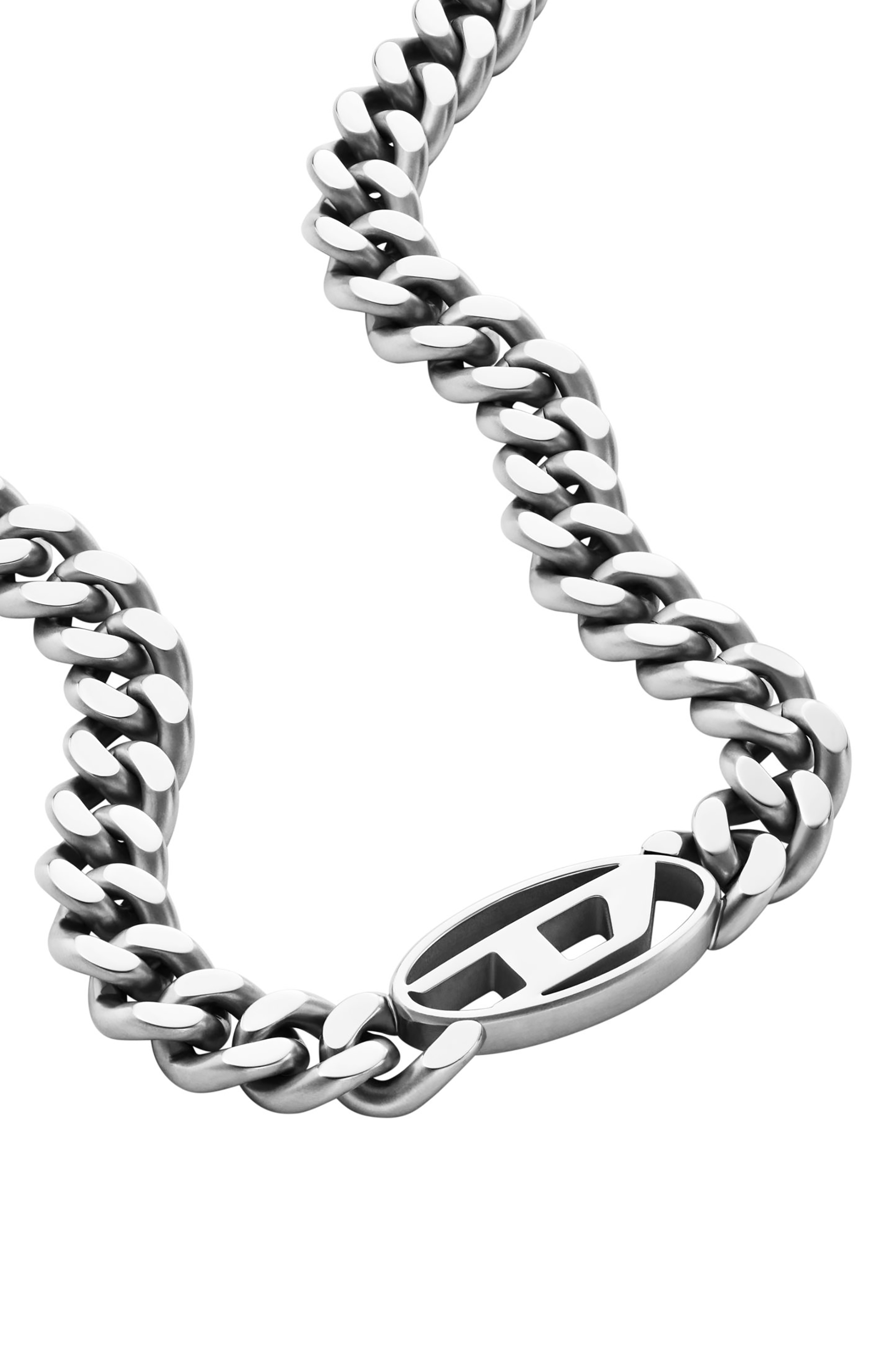 Diesel - DX1433, Unisex Oval D Logo Choker Necklace in Silver - Image 1