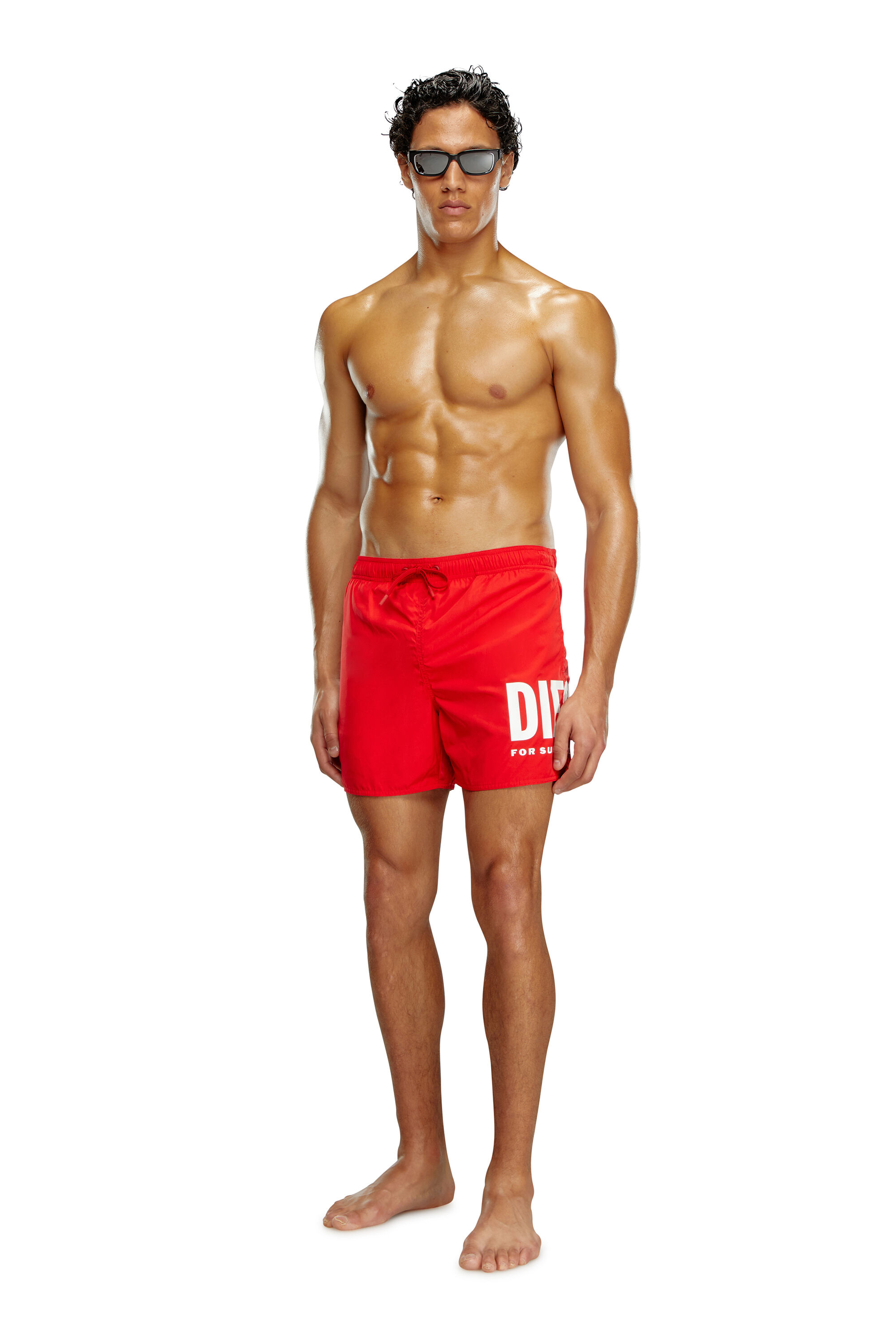 Diesel - BMBX-NICO, Man Mid-length swim shorts with maxi logo in Red - Image 2