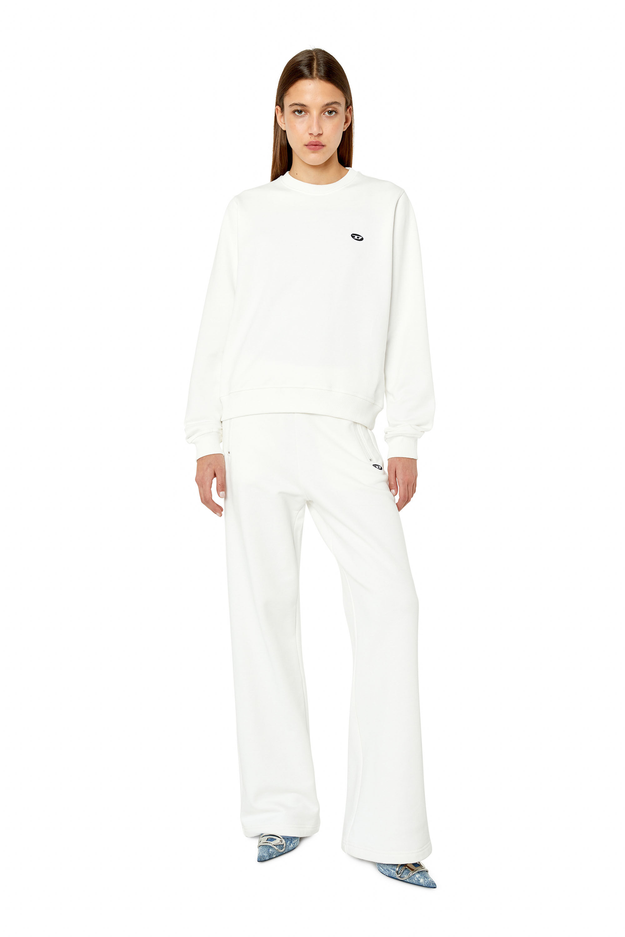 Diesel - P-ZAM-DOVAL-PJ, Woman Track pants with oval 'D' patch in White - Image 1