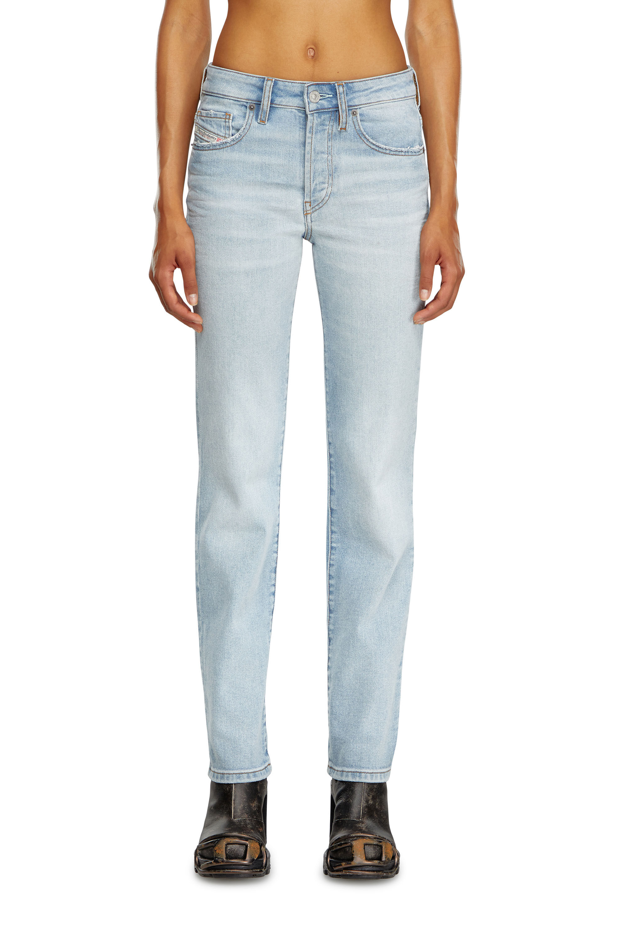 Diesel - Woman Straight Jeans 1989 D-Mine 0GRDM, Light Blue - Image 3