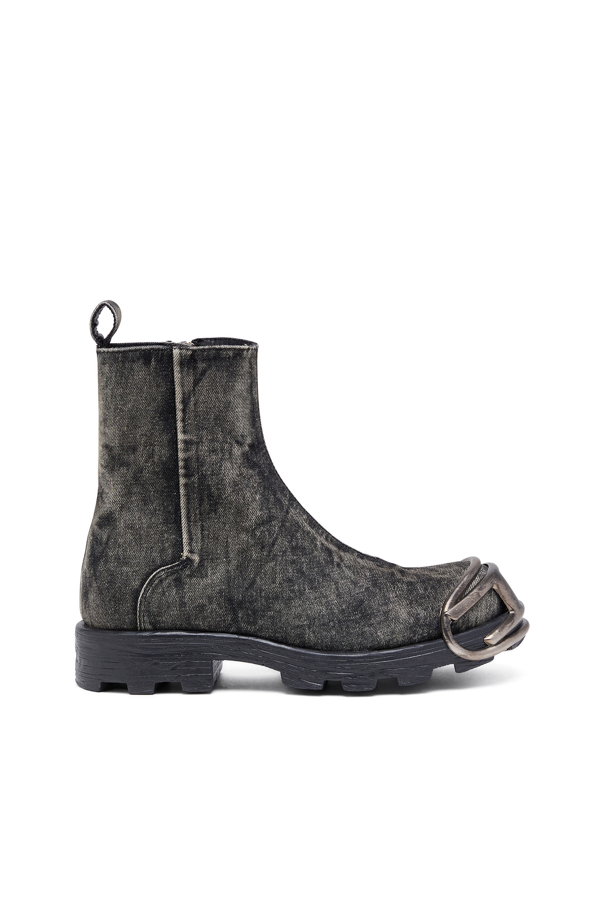 Diesel - D-HAMMER BT ZIP D, Man D-Hammer-Denim Chelsea boots with Oval D toe caps in Black - Image 1