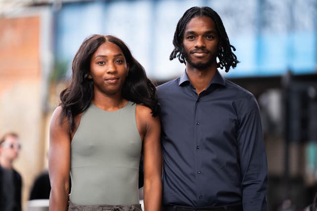 Bianca Williams and Ricardo Dos Santos outside Palestra House (James Manning/PA)