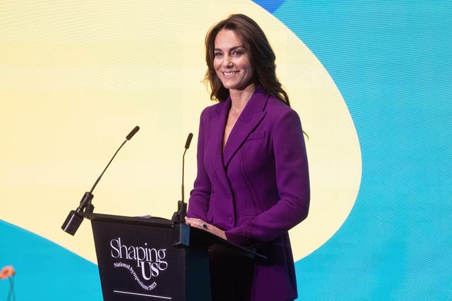 The Princess of Wales speaking at the Shaping Us National Symposium (Richard Pohle/The Times/PA)